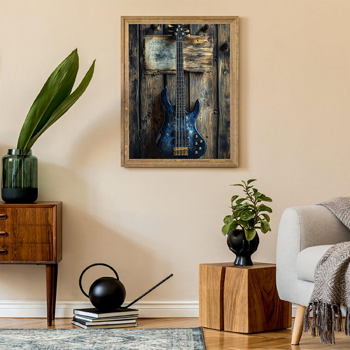 KAYEIUU Blue Bass Guitar Diamond Art Kits for Adults, Music Diamond Painting Kits for Beginners 5D Full Drill Diamond Dots with Diamond Gem Art and Crafts for Home Wall Decor 12x16 inch KAYEIUU