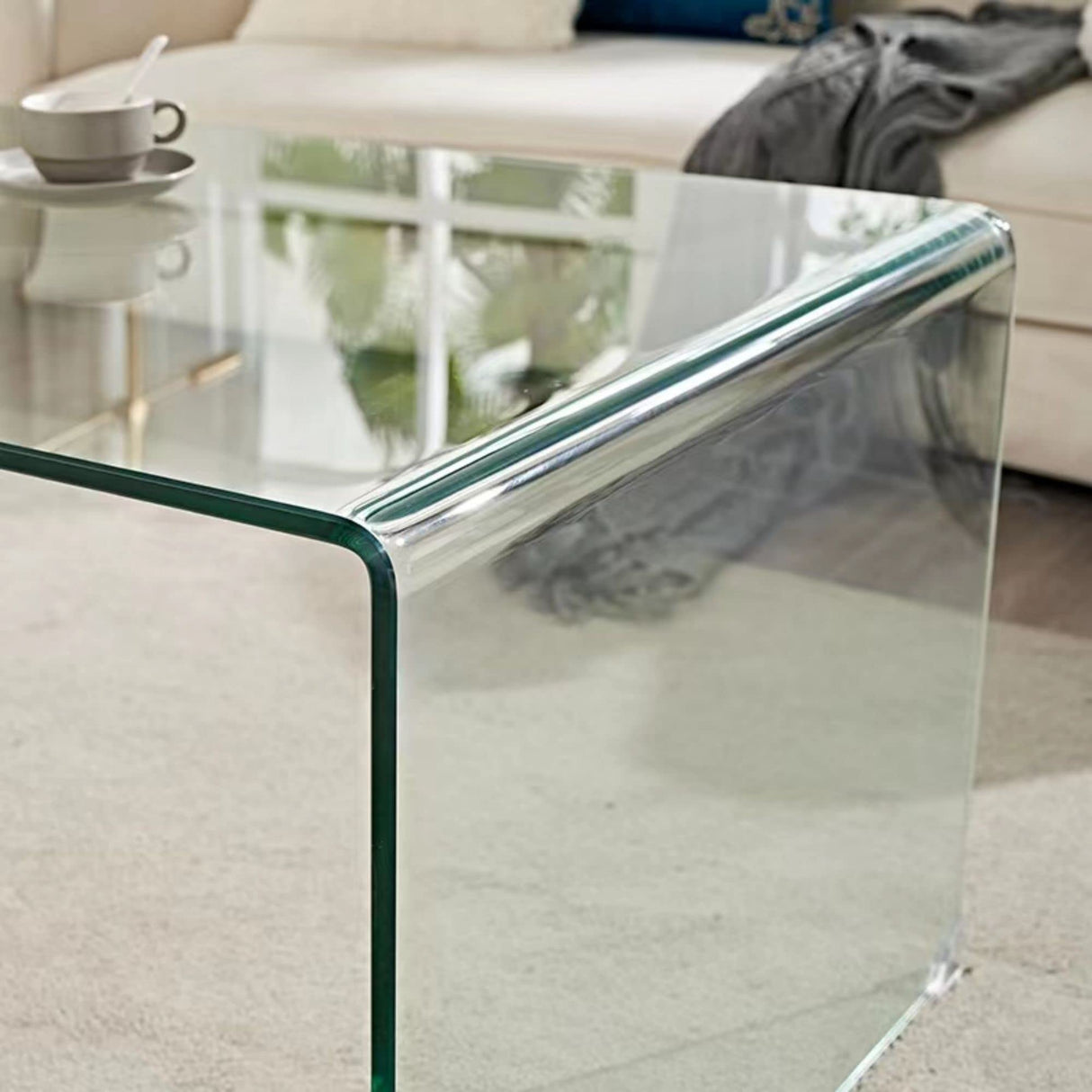 Meihua Glass Coffee Table for Living Room, Clear Coffee Table with 0.47 inch Tempered Glass, Small Modern Coffee Table. Meihua