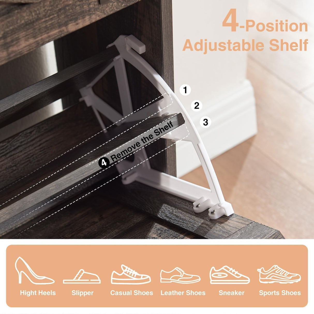 Barnyatoh Shoe Storage Cabinet,Farmhouse Shoe Organizer with 2 Flip Drawers & Barn Door Design,Freestanding Hidden Slim Narrow Shoe Rack Cabinet for Entryway,Foyer,Hallway,Dark Oak Barnyatoh