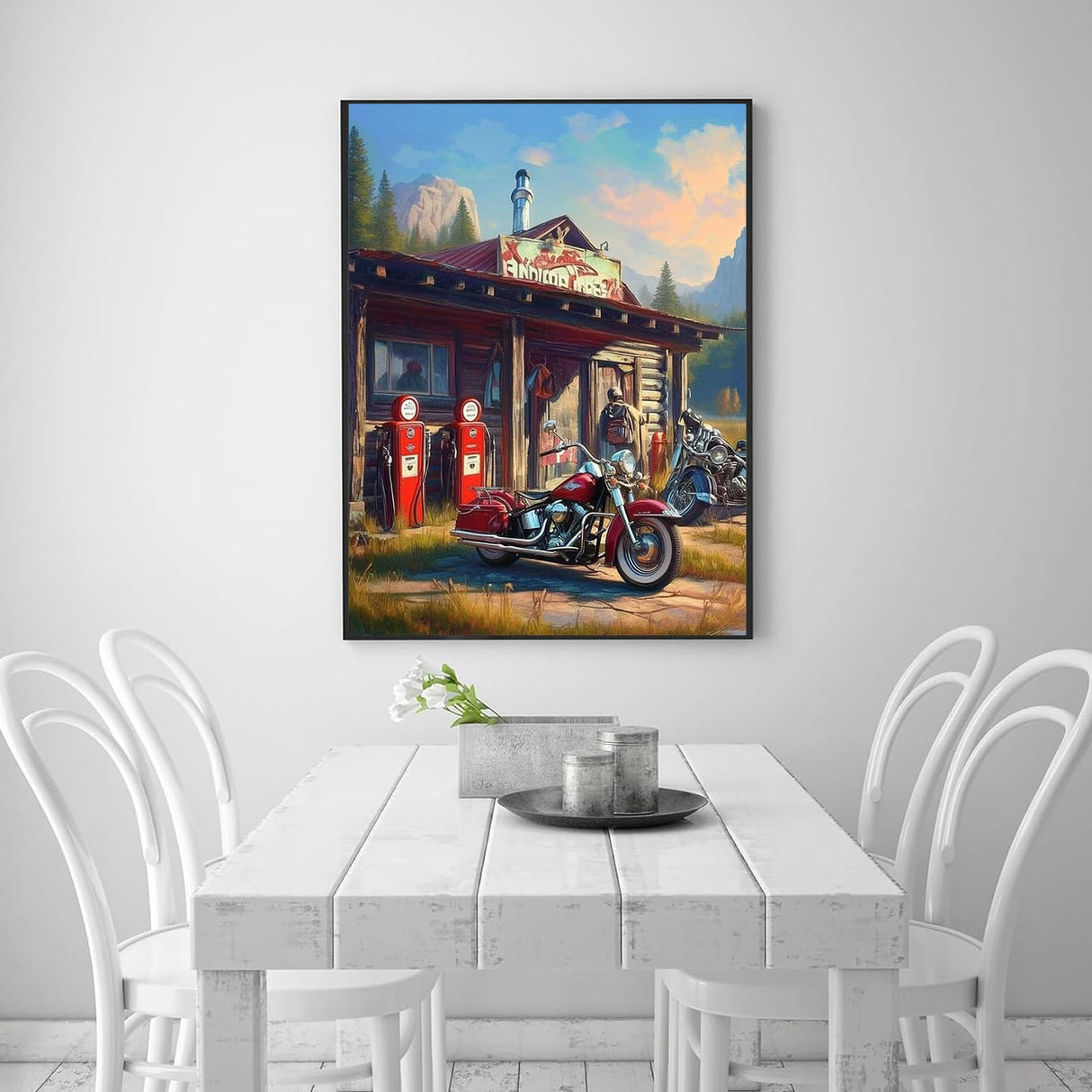 Funny Motorcycles Gas Station Diamond Art Painting Kits for Adult,Transportation Vehicles 5D Diamond Art for Adults,Round Drill Painting by Diamonds Art and Crafts for Home Wall Decor Gift 12x16 Inch CEQOLI