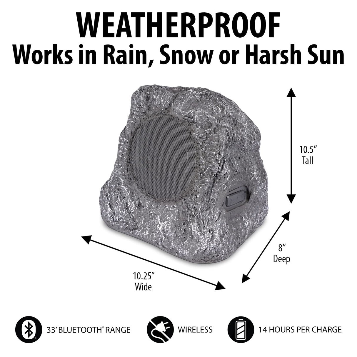 it.innovative technology Outdoor Rock Speaker Pair - Wireless Bluetooth , for Garden, Patio, Waterproof, Built for all Seasons & Solar Powered with Rechargeable Battery, Music Streaming - Charcoal Victrola