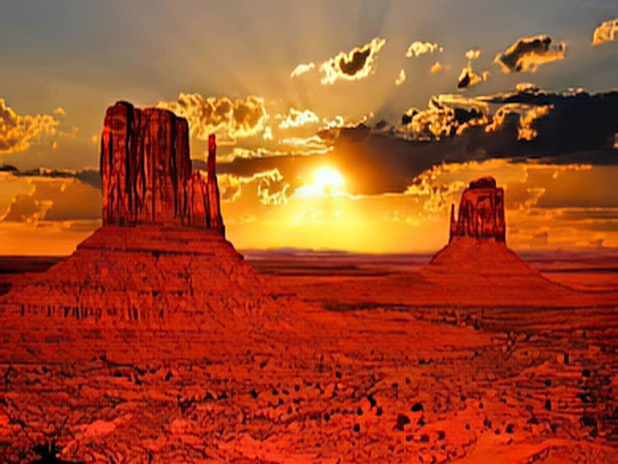 UPABLUNSO Diamond Painting Landscape Beautiful Sunrise Over Monument Valley Arizon Tourism Tribal 5D Diamond Art Perfect for Home Wall Decor 12x16inch UPABLUNSO