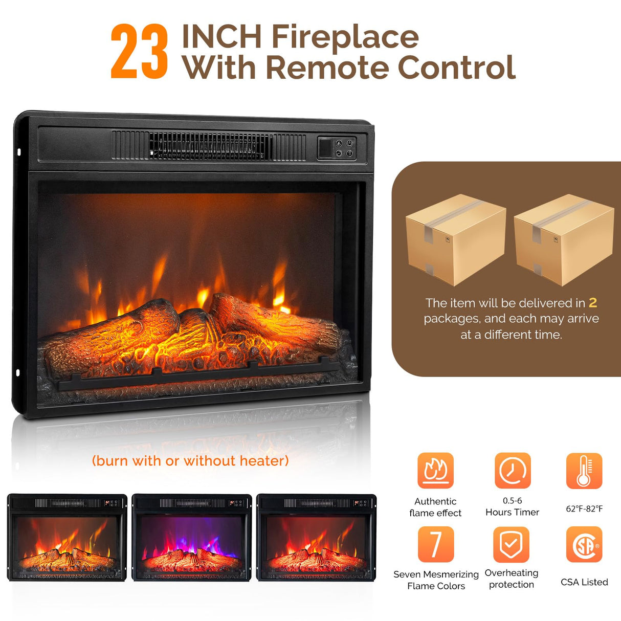 VINGLI 70'' Electric Fireplace with Mantel, Fireplace TV Stand for TVs Up to 90'', Media Entertainment Center Console Table with Storage & Adjustable Shelves for Living Room and Bedroom, Shined White VINGLI