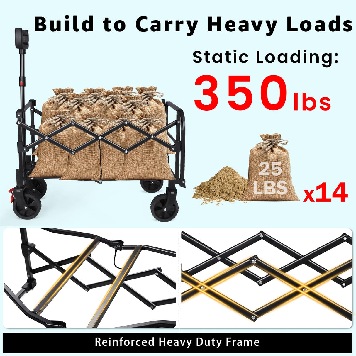 Moothing Wagons Carts Foldable, Collapsible Wagon with Wheels, Heavy Duty Grocery Cart, Utility Wagon with Tailgate, 150L Large Capacity with Brakes for Gardening, Camping, Shopping, Black D Moothing