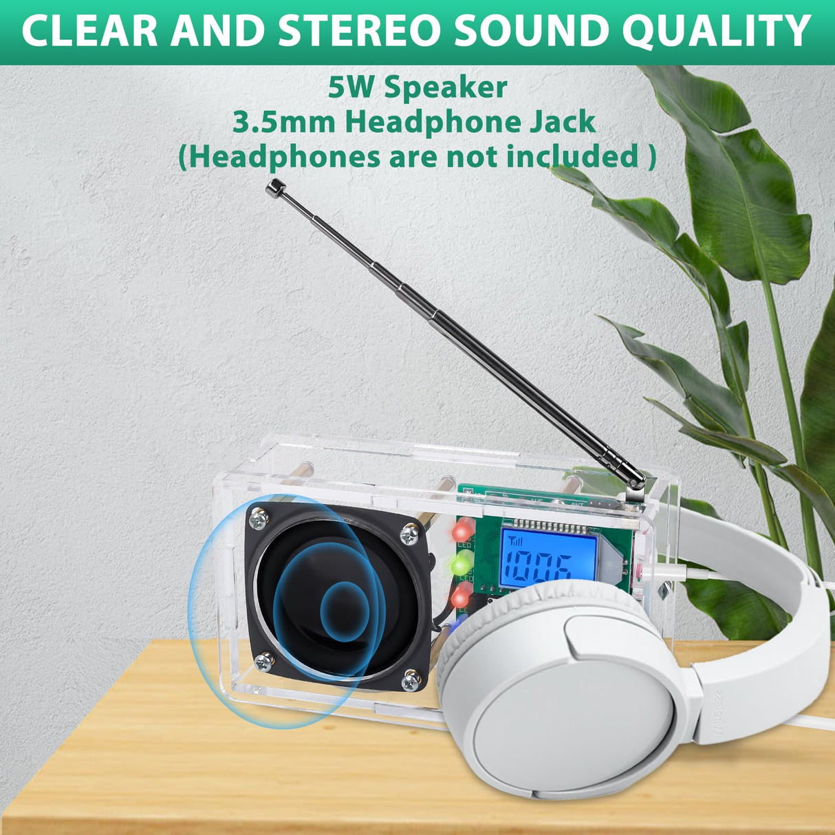 FM Radio Kit, Icstation Soldering Project Radio with LED Flashing Lights DIY Radio Kits with Headphone Jack LCD Display Soldering Practice Kit FM 76-108MHz for STEM Educational Father's Day Present IS