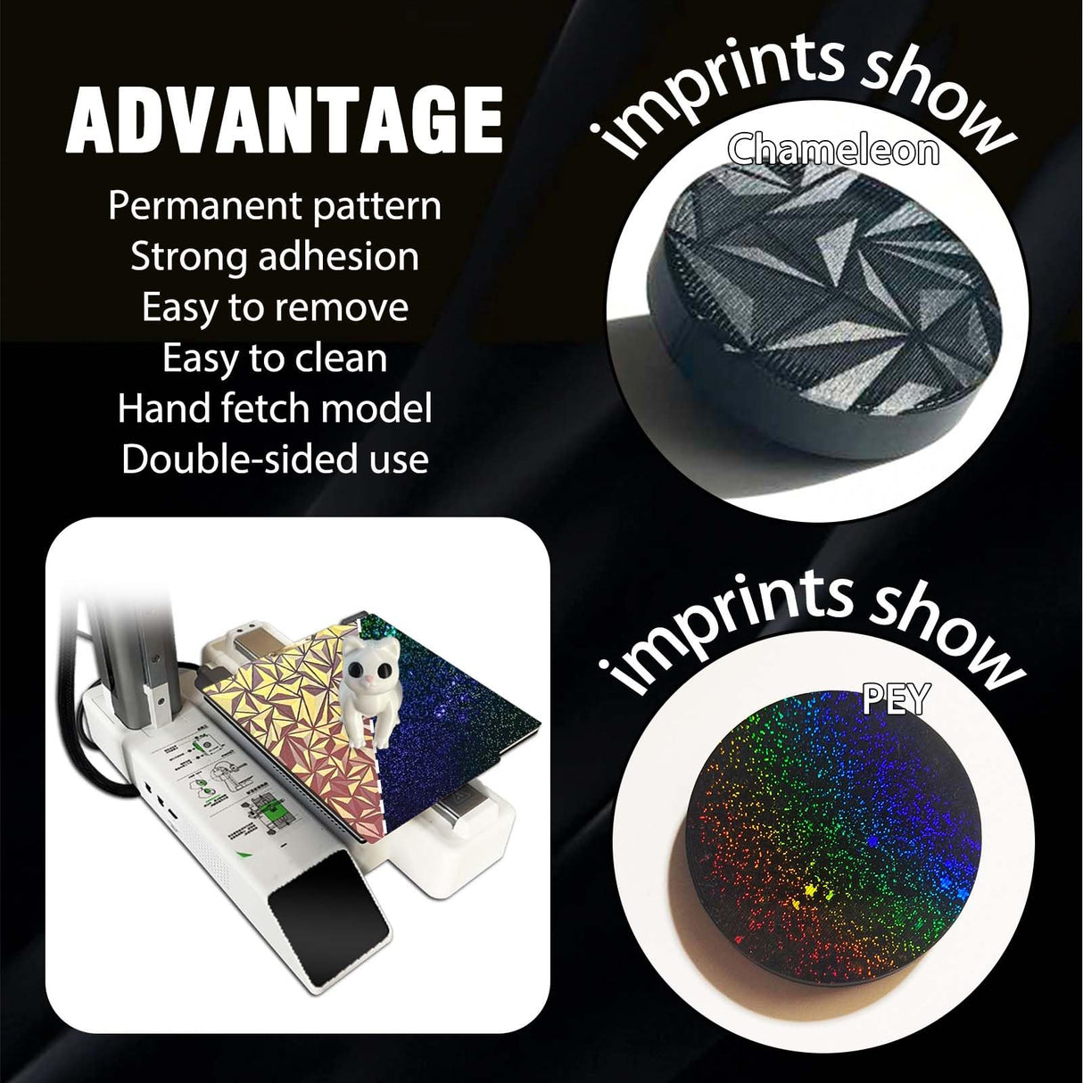 Wefuit 3D Double-Sided Printing Smooth Chameleon PEO + Smooth Starry PEY Build Plate Bed Platform 184x184mm Suitable for Bambu Lab A1 Mini Wefuit