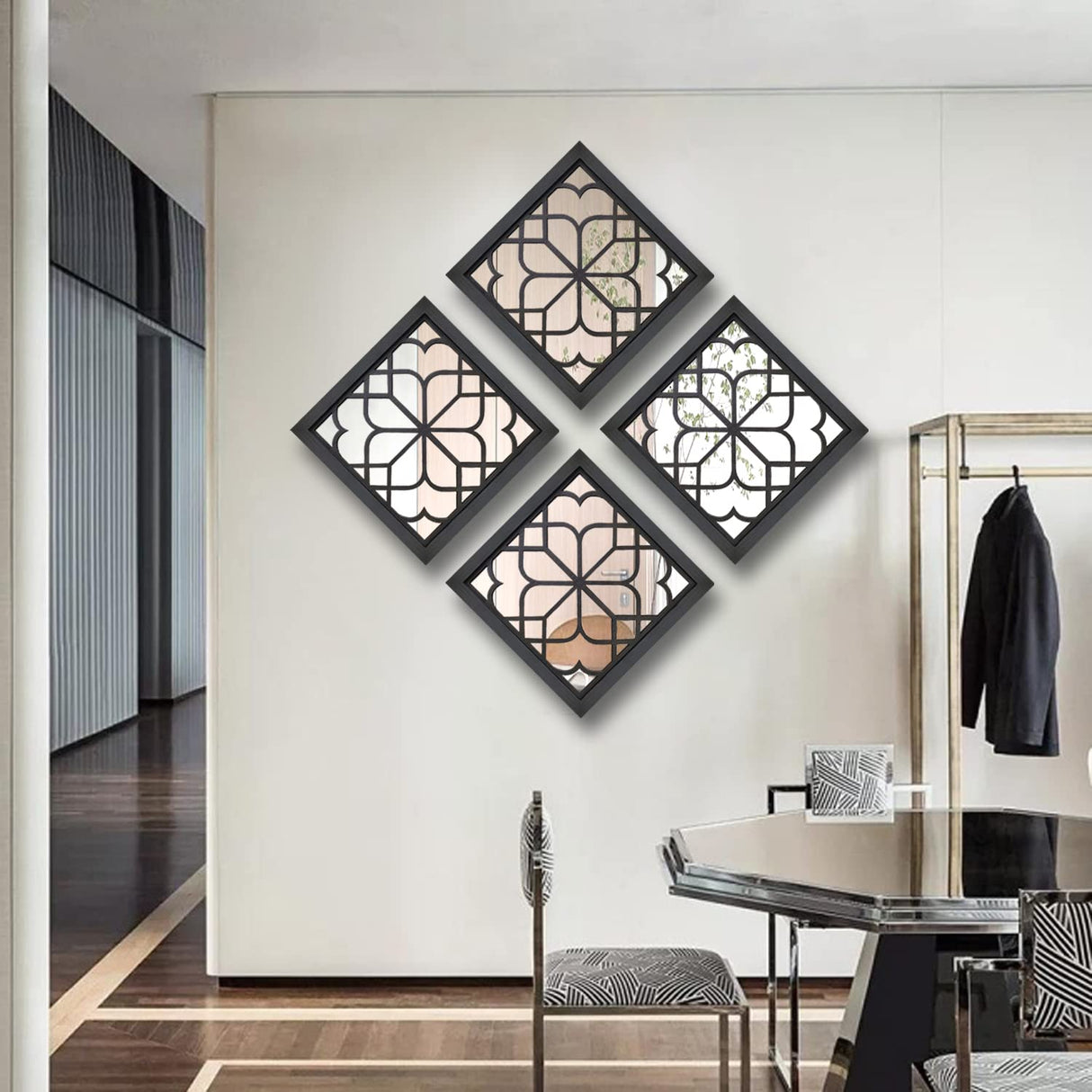Wocred 2 PCS Square Wall Mirror,Gorgeous Rustic Farmhouse Accent Mirror,Black Entry Mirror for Bathroom Renovation,Bedrooms,Living Rooms and More(12”x12”) Wocred