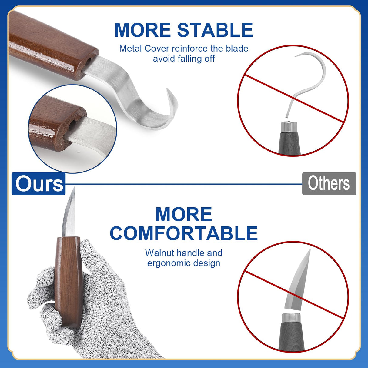 Wood Carving Tools, Hexola Wood Carving Kit 26-In-1 Whittling Kit- Includes Walnut Handle Wood Carving Knife,Whittling Knife, Hook Knife, Cut Resistant Gloves, Wood Carving Kit For Beginners Hexola