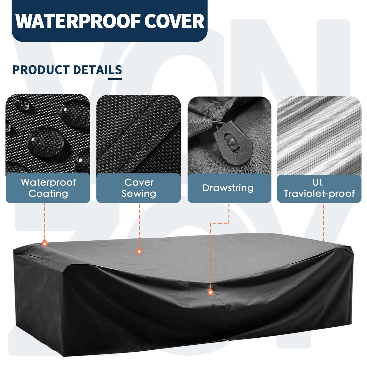 VONZOY Outdoor Patio Furniture Set 7 Pieces Sectional Rattan Sofa Set, PE Rattan Wicker Patio Conversation Set with 6 Seat Cushions and 1 Tempered Glass Table and Furniture Cover, Brown VONZOY