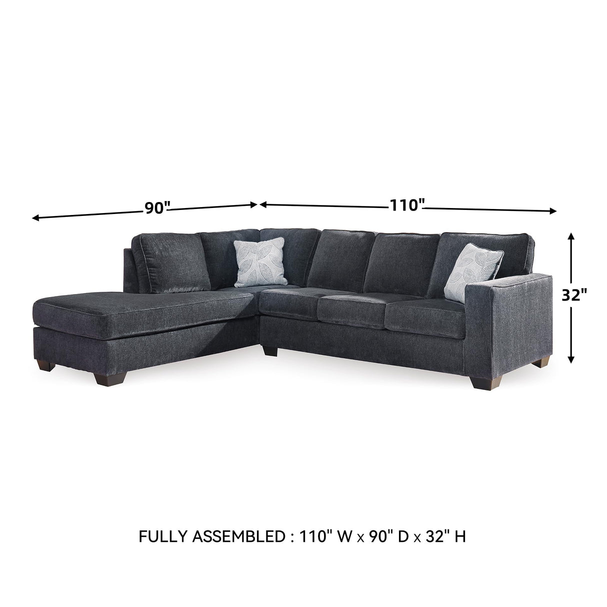 Signature Design by Ashley Altari Urban Left-Arm Facing 2-Piece Sleeper Sectional with Chaise, Loose Seat Cushions, 2 Throw Pillows and Bi-Fold Memory Foam Mattress, Full, Gray Signature Design by Ashley