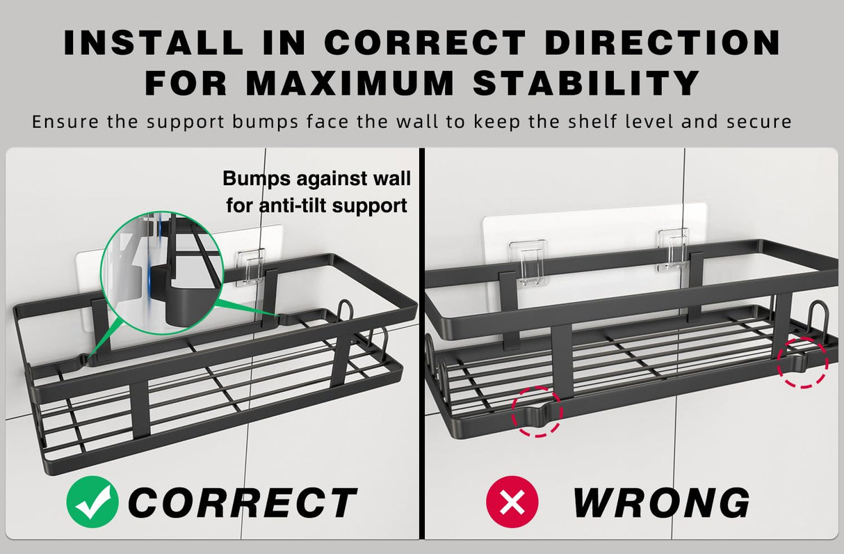 Youvip Adhesive Shower Caddy,Shower Shelves with Soap Holder and 12 Hooks,Rustproof No Drilling Bathroom Organizer and Storage,Black,3 Pack Youvip