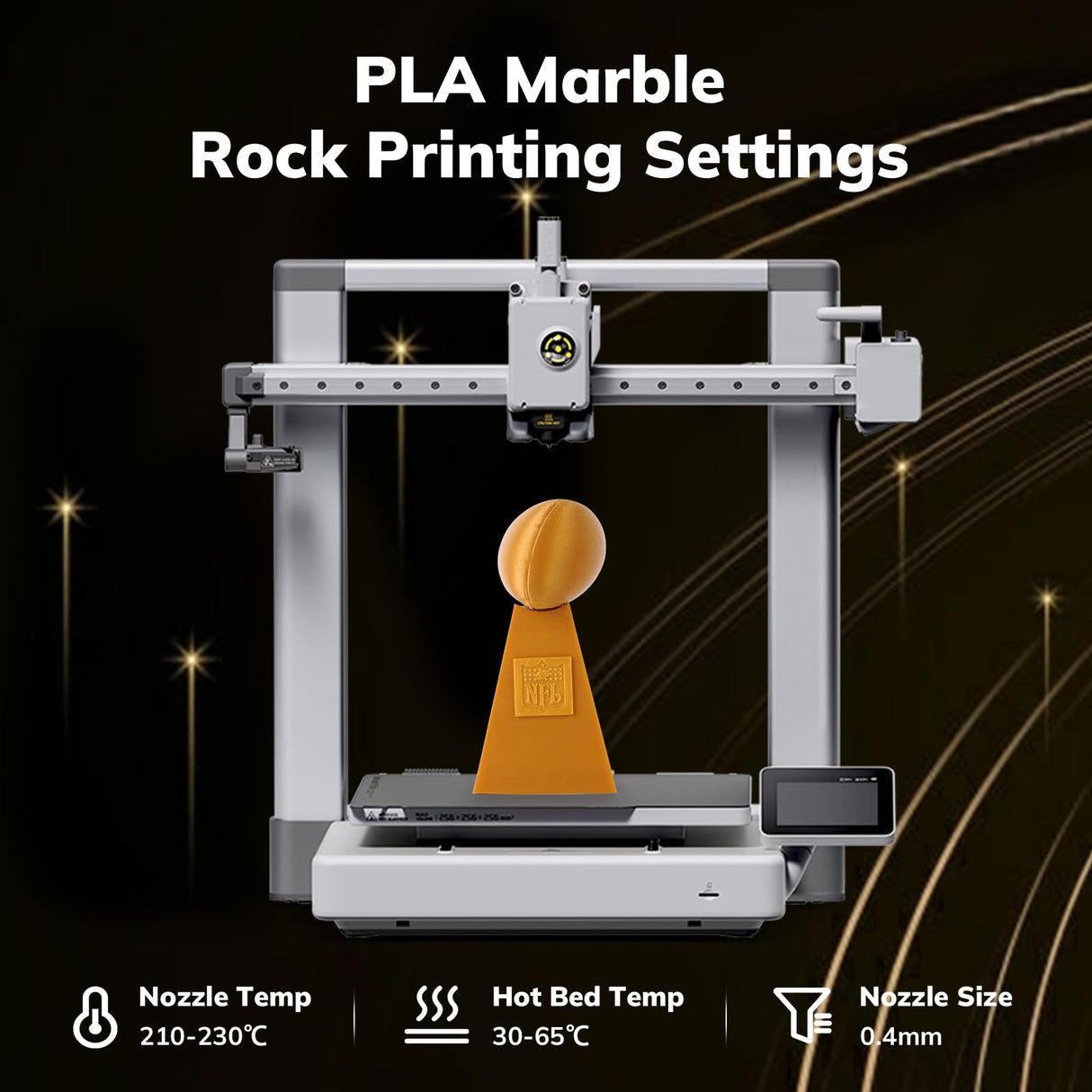 AMOLEN 3D Printer PLA Filament 1.75mm, True High Speed 500mm/s Filament Gold PLA, Smooth & Non-Tangle, Dimensional Accuracy +/- 0.02 mm, 1kg Spool (2.2lbs), Fits for Most FDM 3D Printer AMOLEN