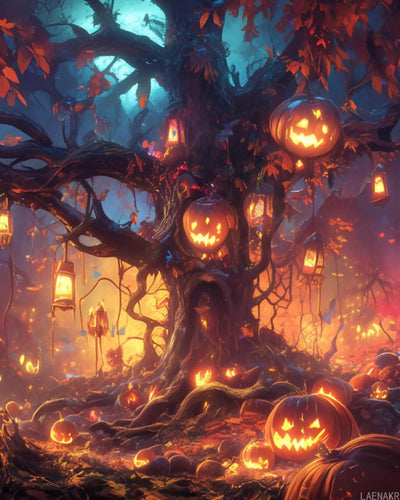 LAENAKR Halloween Paint by Numbers Kit for Adults, Fall Farm Pumpkins Paint on Canvas Skull Art Digital Oil Painting Kits Perfect for Thanksgiving DIY Gifts Home Wall Decoration 20" x 16"