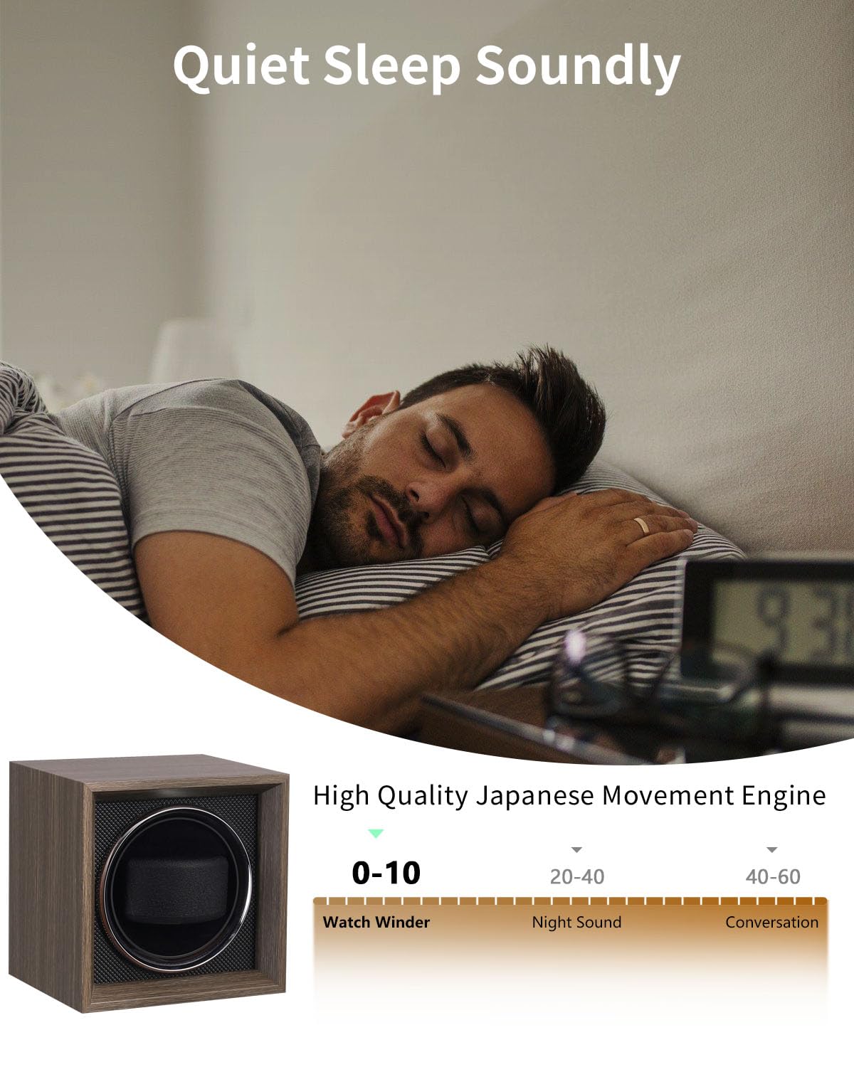 UnaMela Watch Winder for Automatic Watches: Automatic Single Watch Winder Box in Walnut Wood for Men and Women USB Powered UnaMela