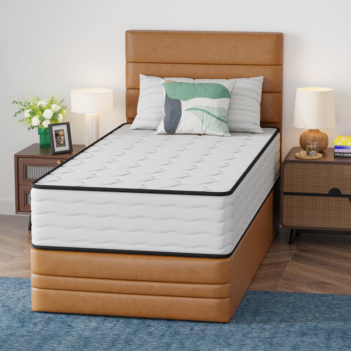 PayLessHere 12 Inch Innerspring Mattress in a Box with Bamboo Charcoal Gel Memory Foam Fiberglass Free CertiPUR-US Certified Medium Firm Spring Mattress Pressure Relief,Twin PayLessHere