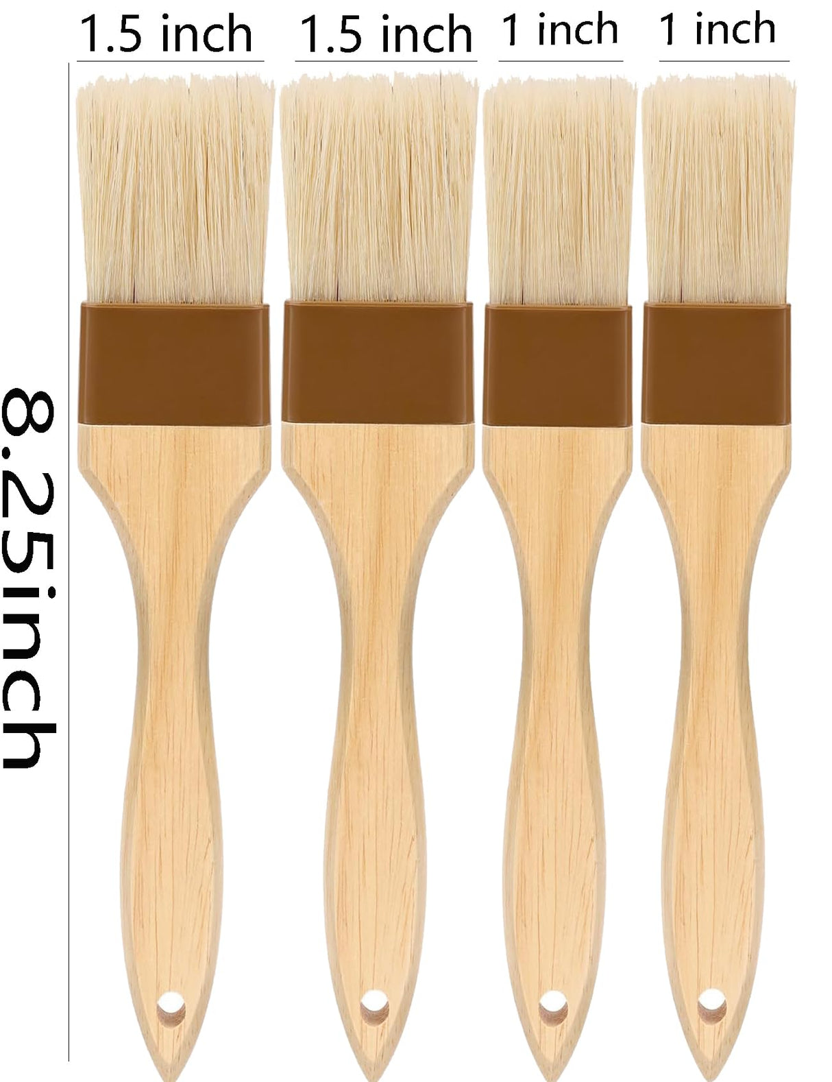 Basting Brush,1.5"&1" Pastry Brush-Natural Bristle Basting Brush for Cooking and Baking,Food Brush,Oil Brush,Butter Brush, Cooking Brush for Oil and Sauce,Kitchen Brush for Cooking Baster Brush(4 Pc) NXRACSH