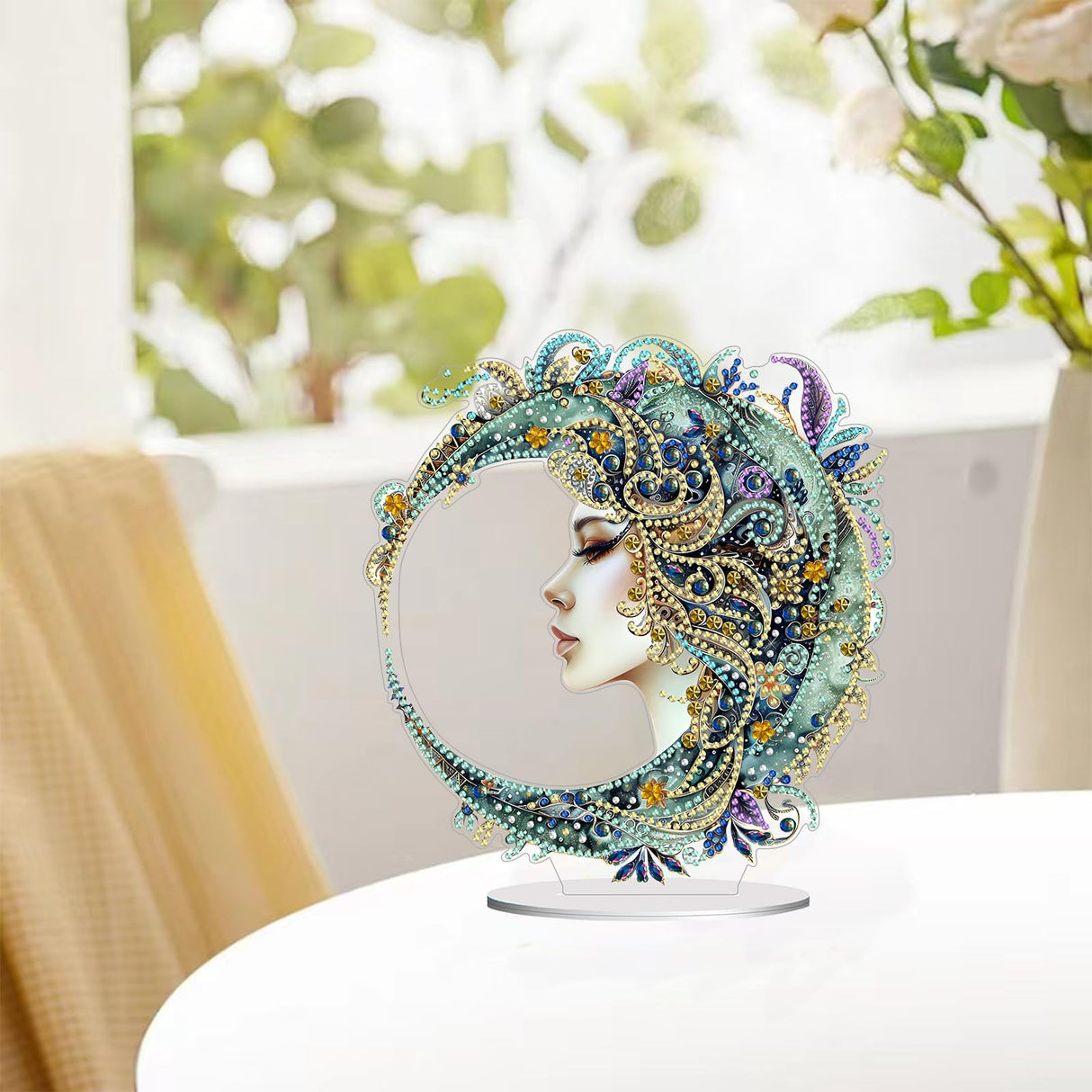 hyzsj DIY Diamond Desktop Ornament, Crystal Diamond Art Painting Tabletop Ornaments Single Sided, Diamond Ornament for Adult Beginner Home Office Decor Crafts Gift(7.9x7.6inch) hyzsj