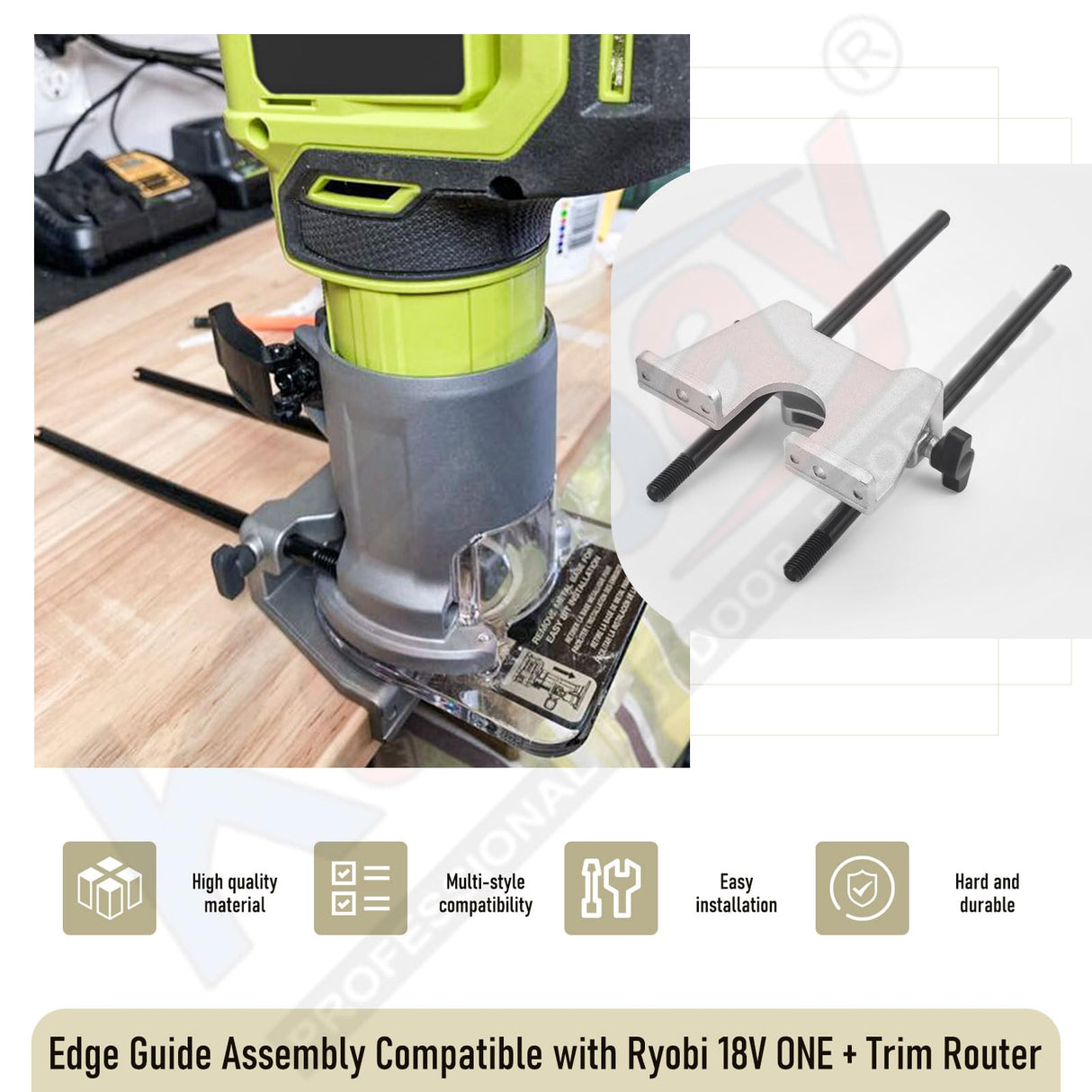 204358001 Edge Guide Assembly Compatible with Ryobi P601 and P206 18V ONE+ Trim Routers, Fits PCL424B PCL424 R2401 Trim Routers - 204358001 Router Guide Karbay