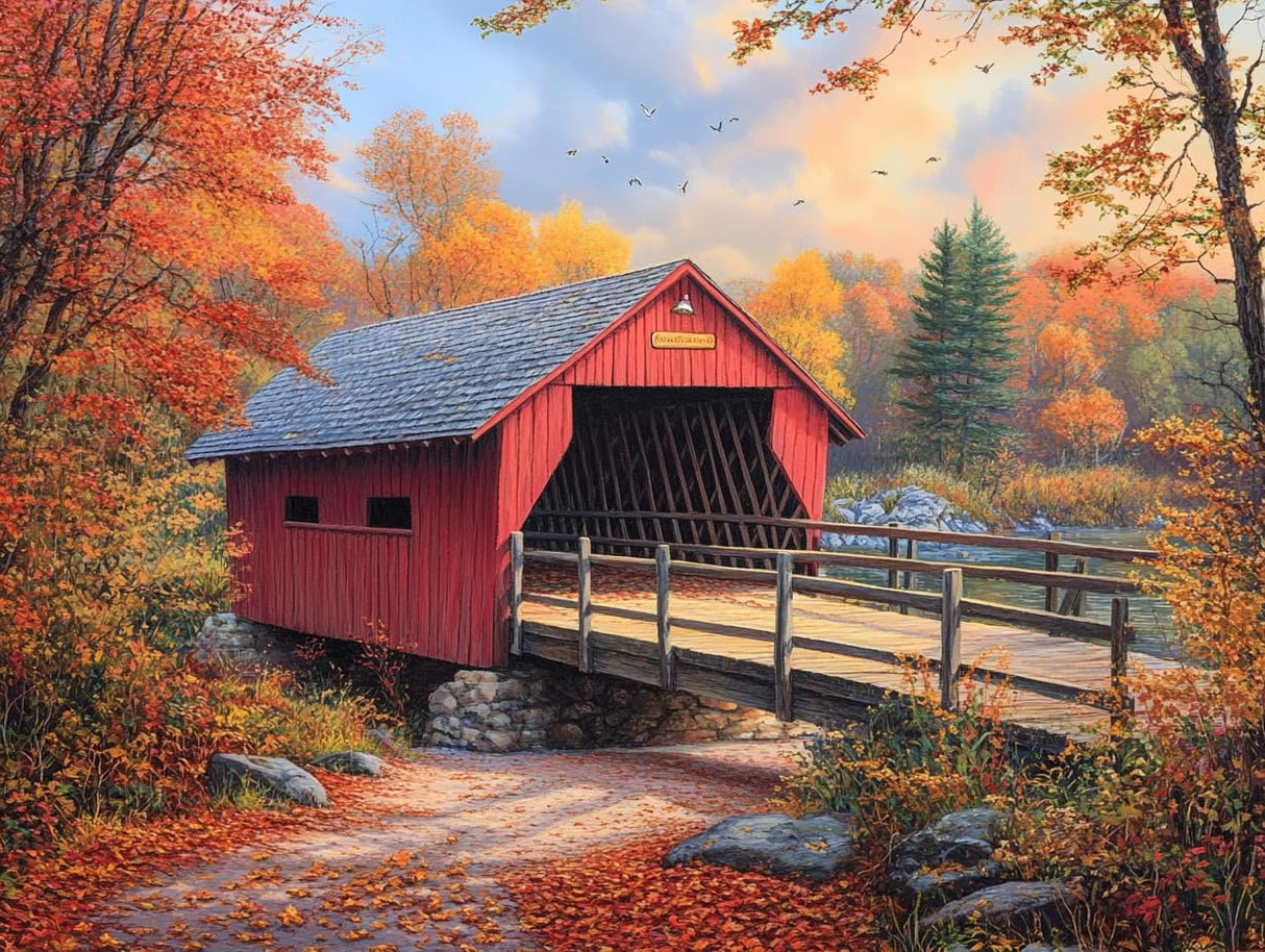 5D Landscape Historic Campbells Covered Bridge Diamond Art 12x16 Inch Full Drill Diamond Painting Kits for Adults & Beginners - DIY Art Crafts for Relaxation and Home Wall Decor 571A WoodArtSupply