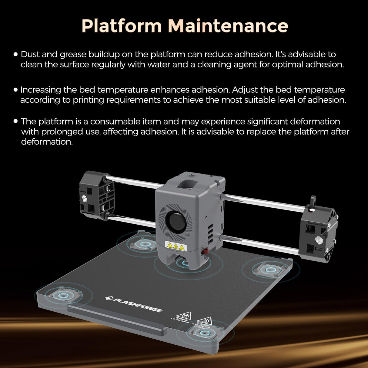 FLASHFORGE Adventurer 5M Series Smooth PEI Platform, Tool-Free Model Removal, Automatic Separation After Cooling, Glue-Free Printing for PLA and TPU Filament FLASHFORGE