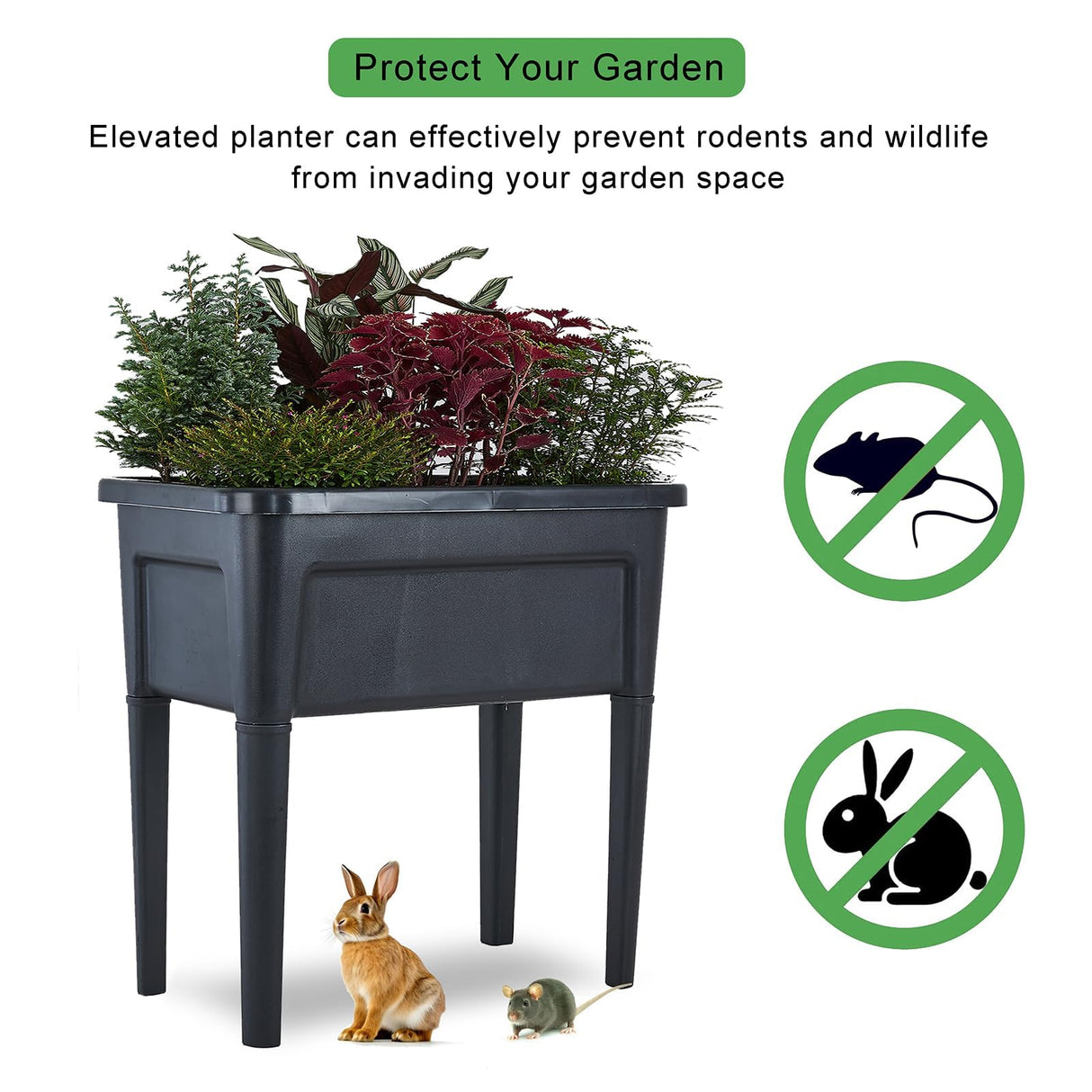 ZIWQPIHT 4 Pcs Plastic Raised Garden Beds with Legs,16 Gallon Outdoor Elevated Garden Planter Box,Perfect for Flowers, Vegetables, and Herbs ZIWQPIHT