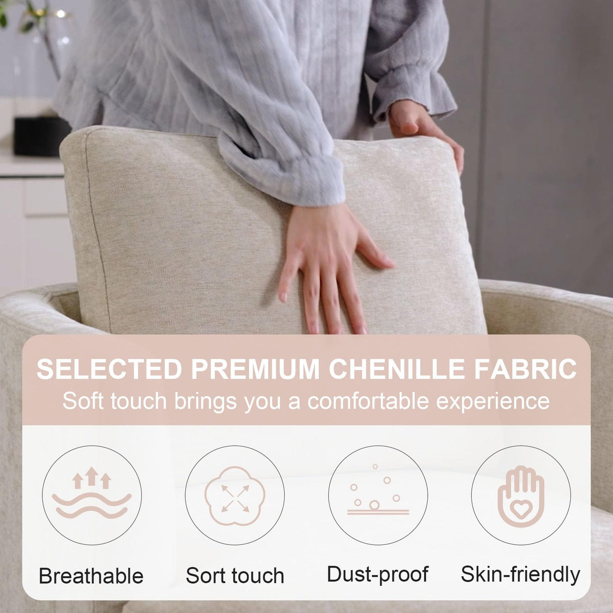 ODUWA Swivel Barrel Chair,31.9" W Modern Round Accent Arm Chairs Upholstered Comfy 360 Degree Swivel Single Circle Club Sofa Chair for Nursery Living Room Bedroom, Beige ODUWA