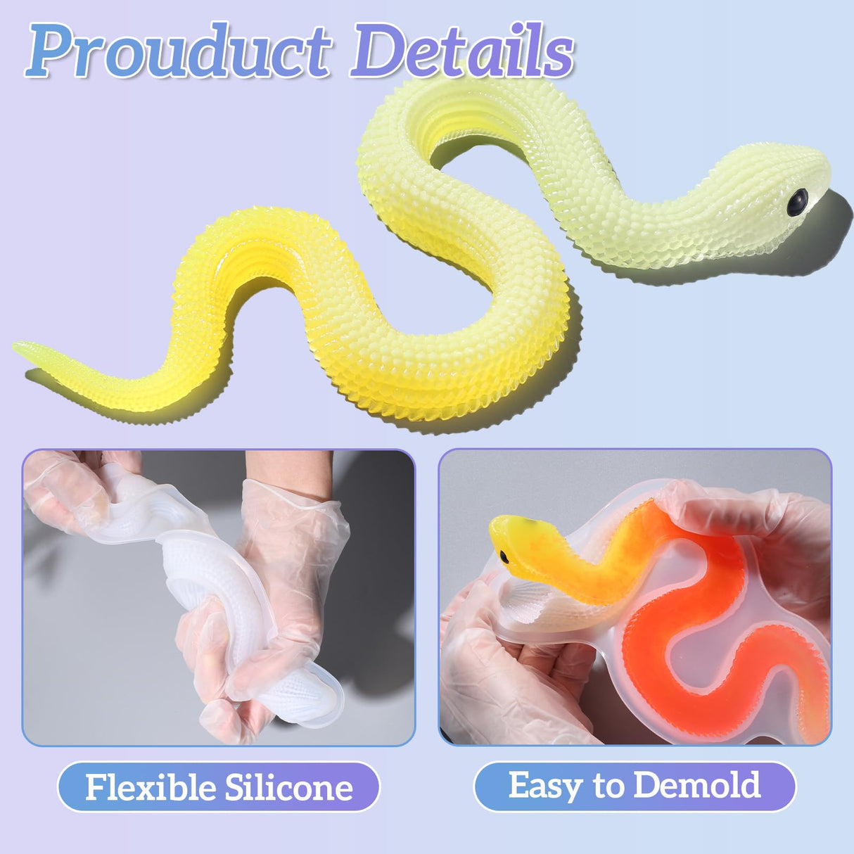 LET'S RESIN 2Pcs Snake Resin Molds, Flexible 3D Snake Silicone Molds(Large & Small), Effortless Demolding Animal Epoxy Molds for DIY Art, Home Decor, Serpent Lovers Gifts LET'S RESIN