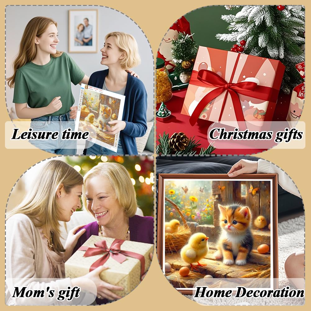 AMORARS Cat Diamond Art Kits for Adults, 5D Diamond Painting Kits for Beginners - DIY Full Diamond Dot Gem Art Paintings, Suitable Gifts, and Home Decoration Crafts, 12x12Inch AMORARS