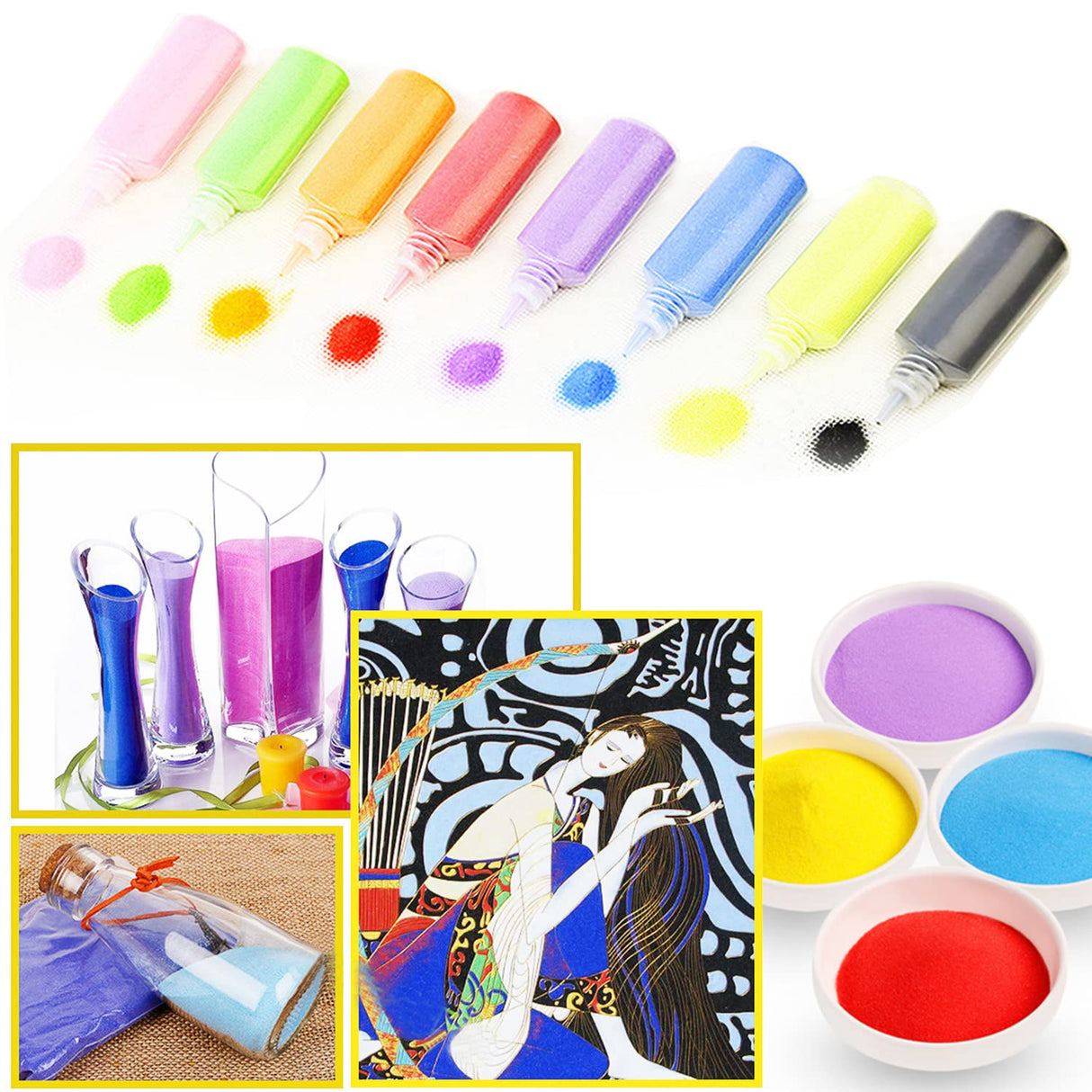 Guuozzli 36 PCS Art Sand Kit, DIY Scenic Sand Painting & Wedding Decoration Bottles Guuozzli