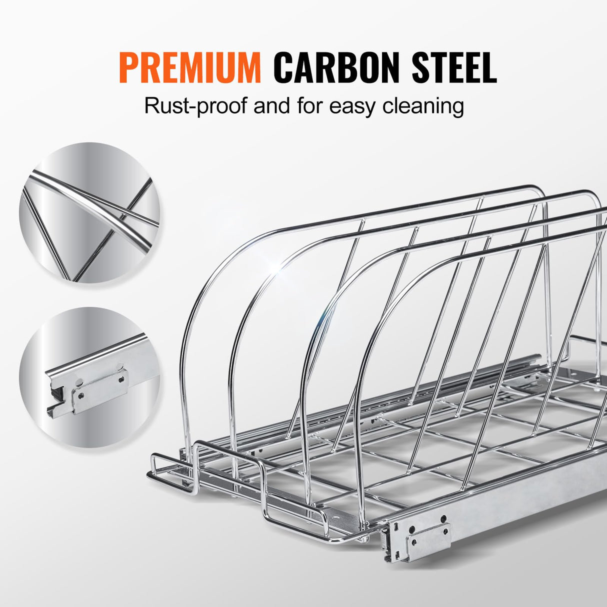 VEVOR Pan and Pot Rack, Expandable Pull Out Under Cabinet Organizer, Cookie Sheet Baking Pans tray Organization, Adjustable Wire Dividers, Steel Lid Holder for Kitchen Cabinet & Pantry Storage, 11.7"W VEVOR