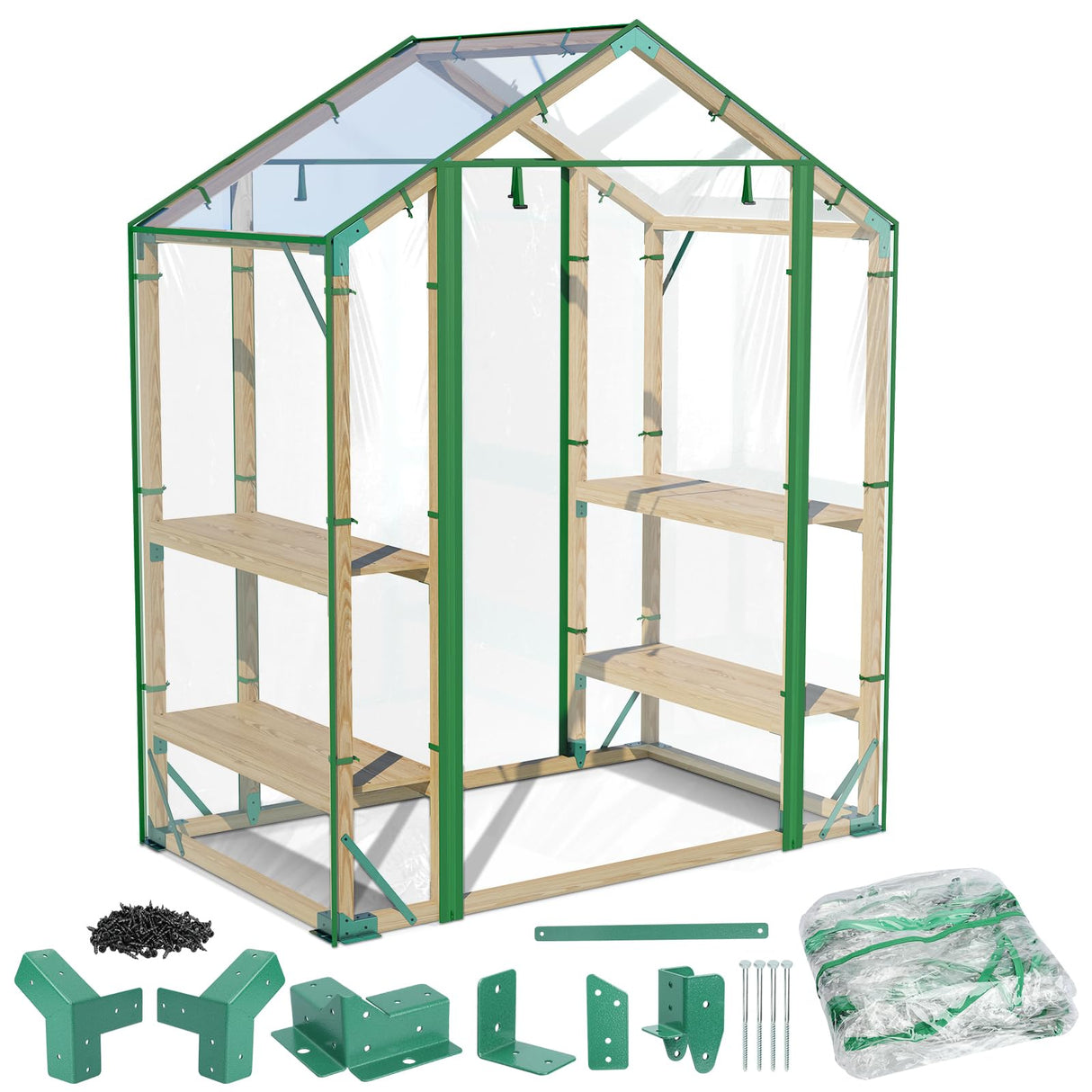 Walk in Greenhouse, 65x39x81 inch Green House for Plants, Include Greenhouse Kit and Greenhouse PVC Cover, Portable Greenhouses for Outdoors Winter MOFEEZ