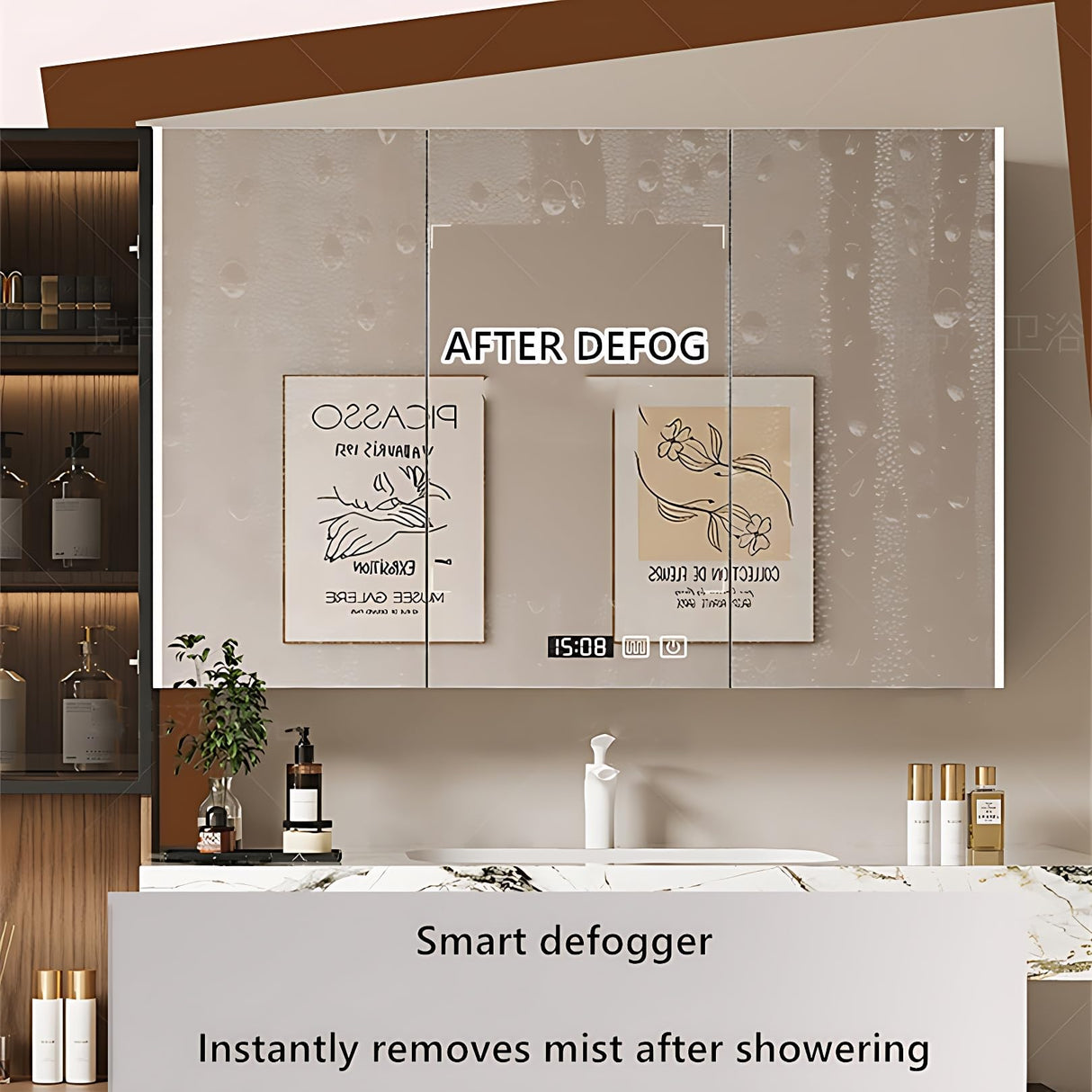 ZGNBSD Bathroom Vanity with Sink - Floating Bathroom Vanity Set Includes LED Smart Defogging Medicine Cabinet | Solid Wood Modern Bathroom Vanity | Wall Mounted (Wood, 60") ZGNBSD