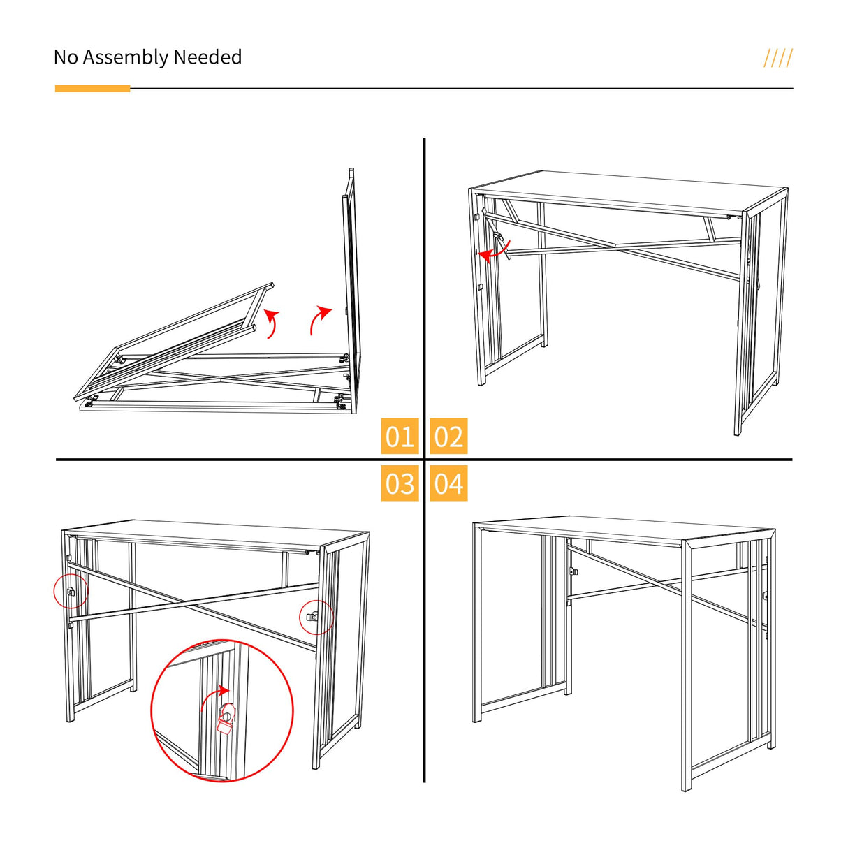 Lutown-Teen Small Folding Computer Desk 32 inch, Writing Gaming Computer Desk for Small Spaces, No Assembly Required Small Office Desk, Black Lutown-Teen