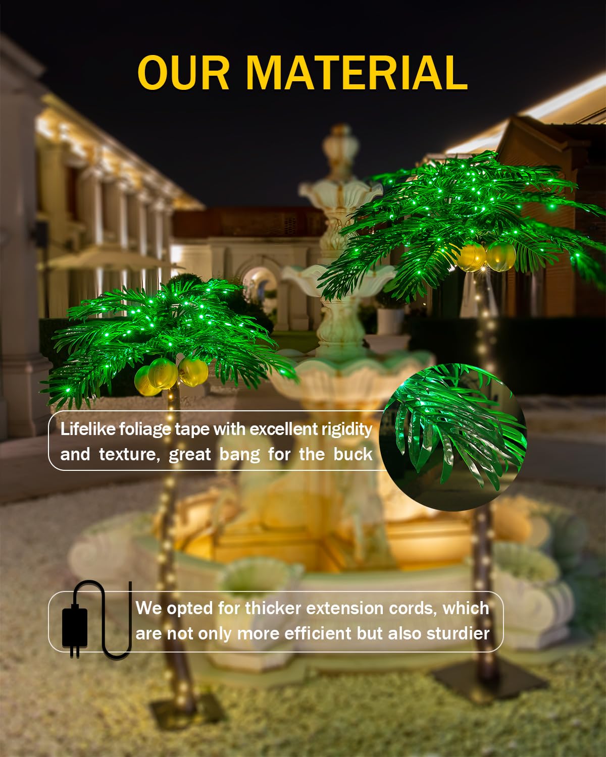 Tybeeu 7ft Lighted Palm Tree with Glowing Coconuts - Dimmable, UL Certified, Waterproof - Ideal for Indoor and Outdoor Decoration TYBEEU