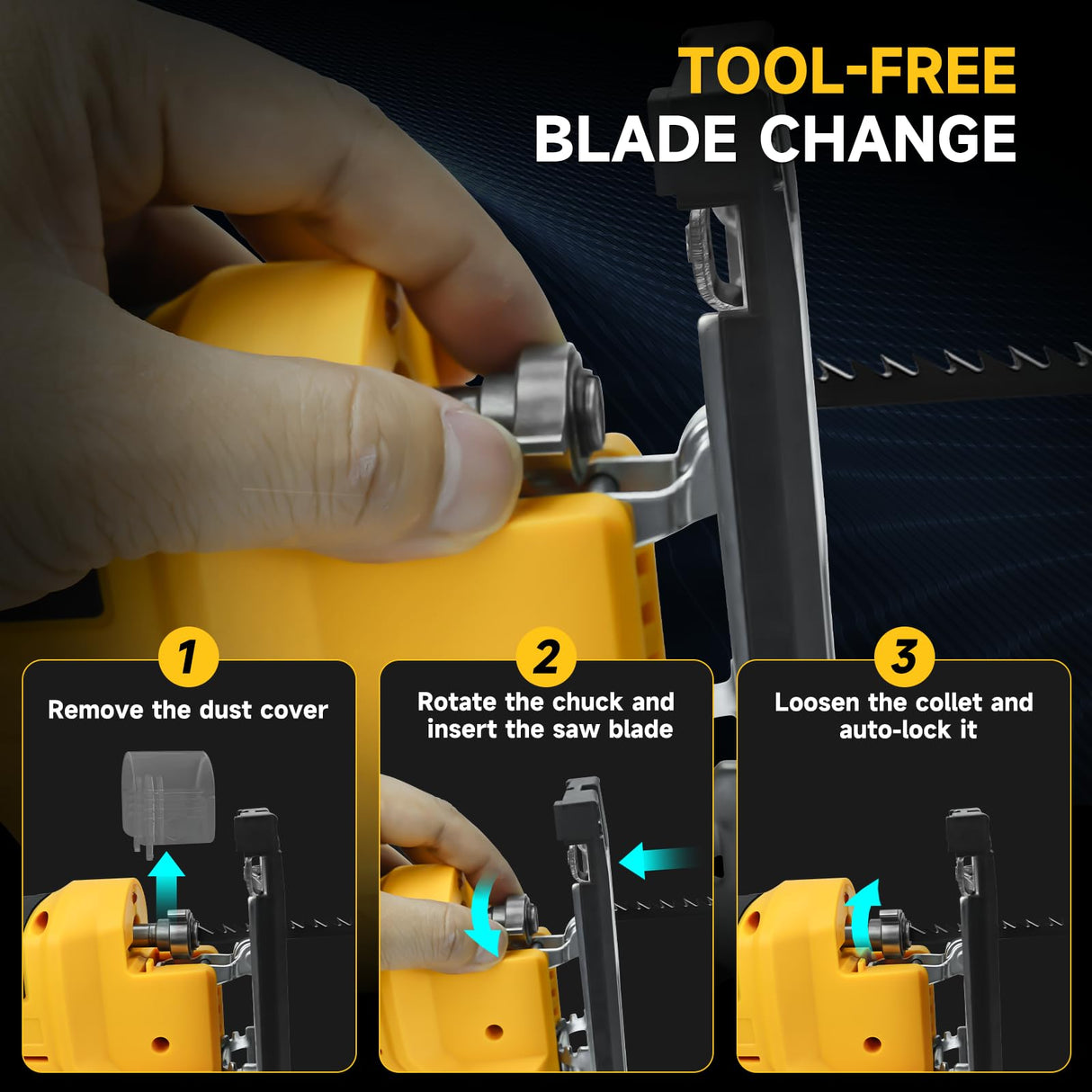 Cordless Jig Saw for DeWalt 20V Battery, 0°-45° Bevel Cuts, Brushless Jigsaw Tool, 3-Position Orbital for Wood/Metal/PVC Cutting LouSdZoke