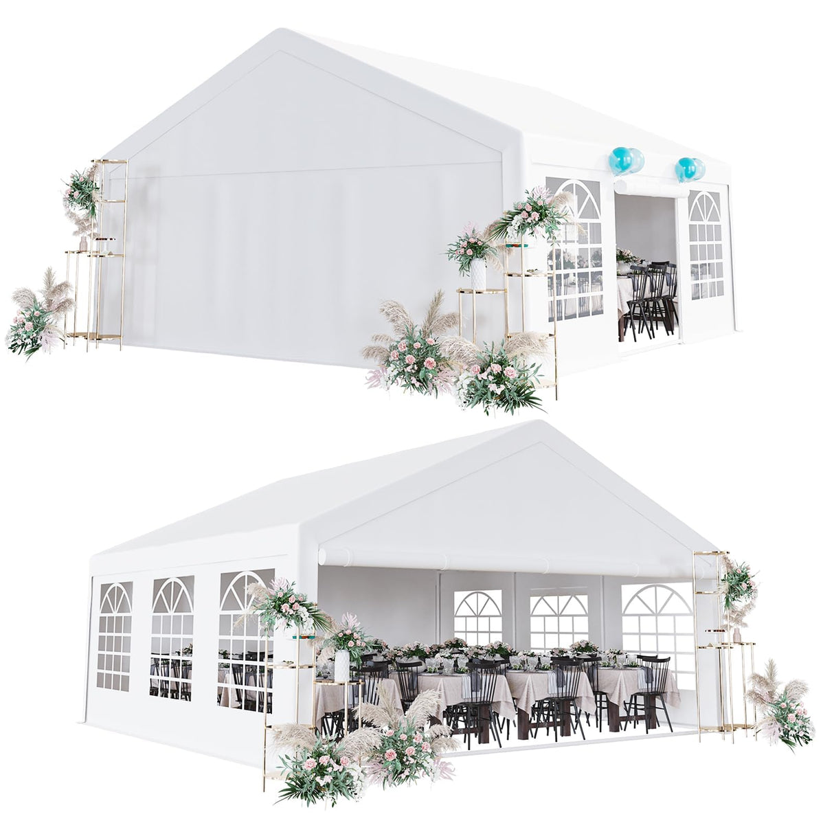 GarveeLife 20x20 FT Elegant Outdoor Party Tent Canopy - Removable Sidewalls, Sturdy Construction, Ideal for Weddings, BBQs, and Events with 3 Convenient Storage Bags. GarveeLife
