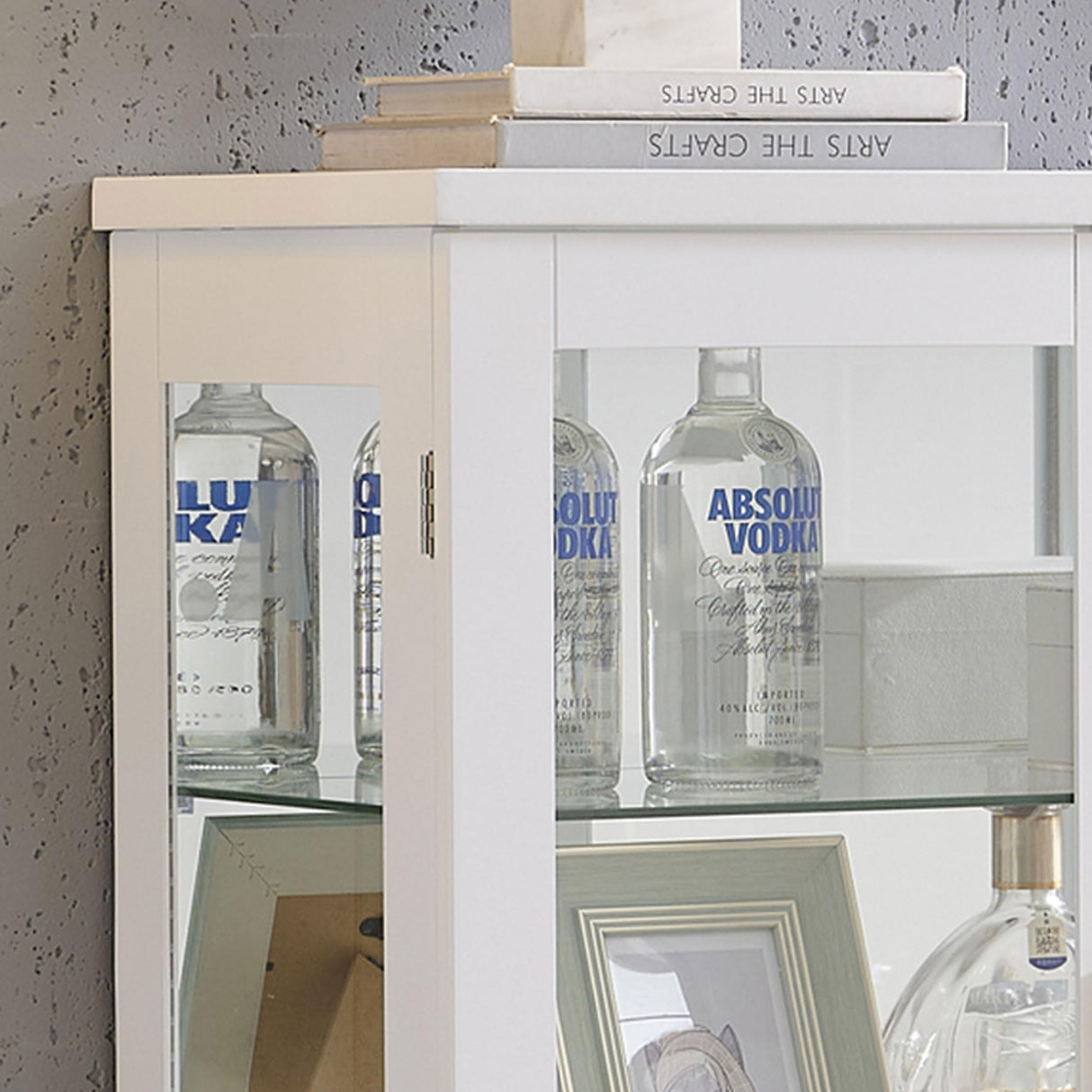 Kings Brand Furniture Modern White Buffet Display Curio Cabinet with Glass Doors and Adjustable Shelves Kings Brand Furniture