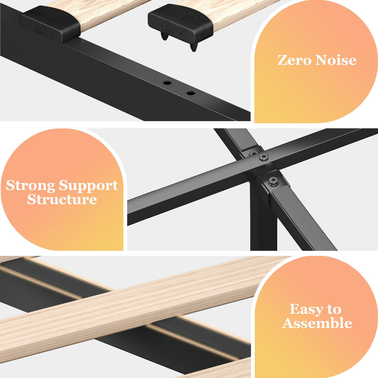 Queen Size Grey Upholstered Bed Frame with Storage, LED Lights & Wingback Headboard - LIMGLIM LIMGLIM