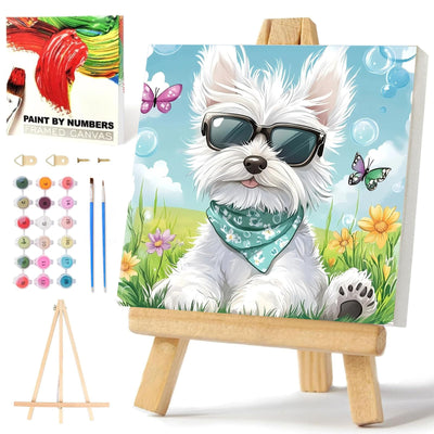 xcemhil Framed Paint by Numbers Kit for Kids and Adults, Dog Paint by Numbers for Adults, Cute Dog Kids Paint by Number Kits for Gifts and Home Decor 10x10in