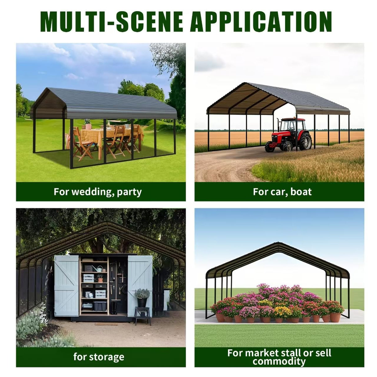 Poborin Durable Metal Carport 10 x 20FT Heavy Duty for Cars - Large Garage Shelter Solution,All-Weather Portable Car Garage Canopy Shelter for Cars & Boat Cover for Yard Poborin