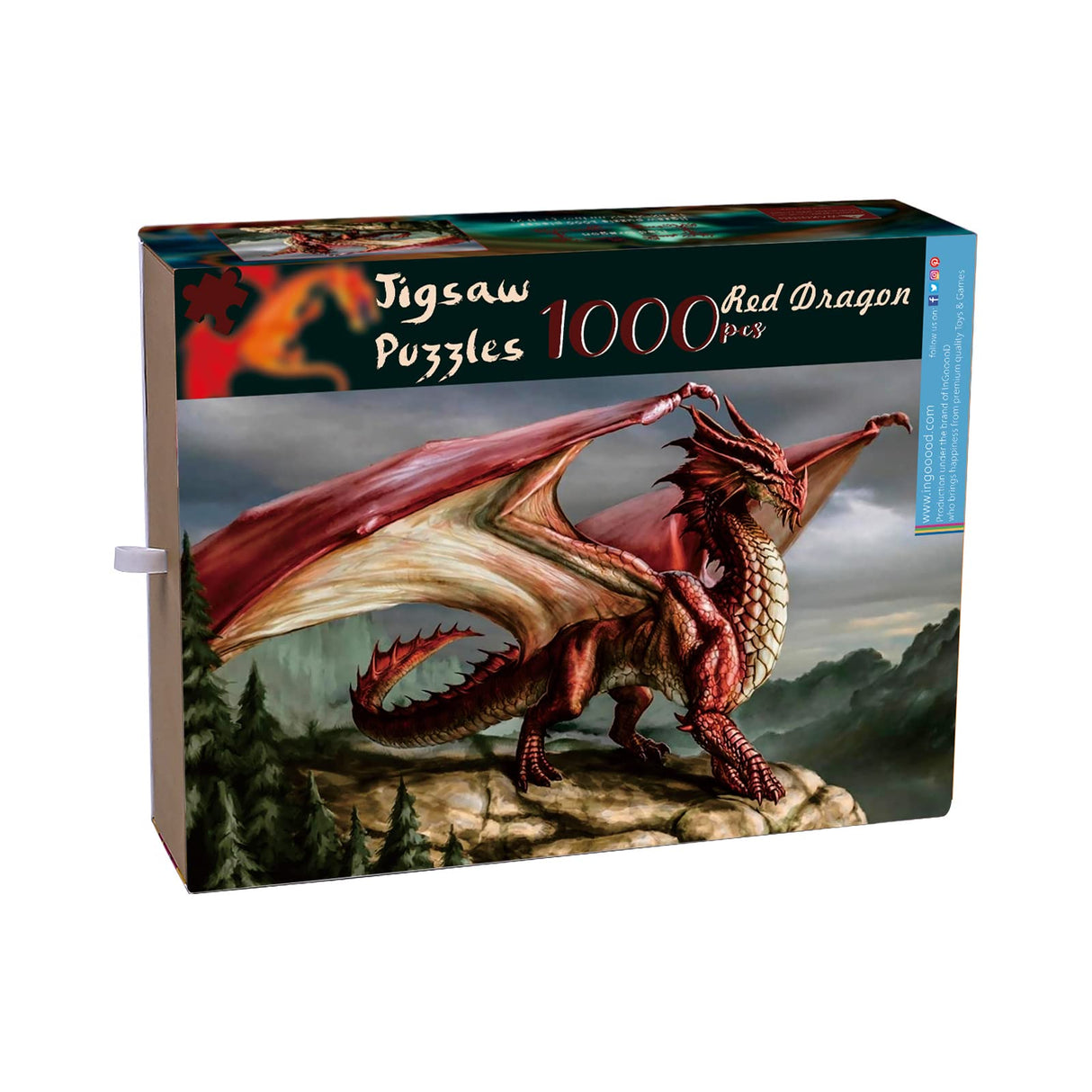 Ingooood-Jigsaw Puzzle 1000 Pieces-Sneak Peek Series-Red Dragon_IG-2106 Entertainment Toys for Adult Special Graduation or Birthday Gift Home Decor Ingooood