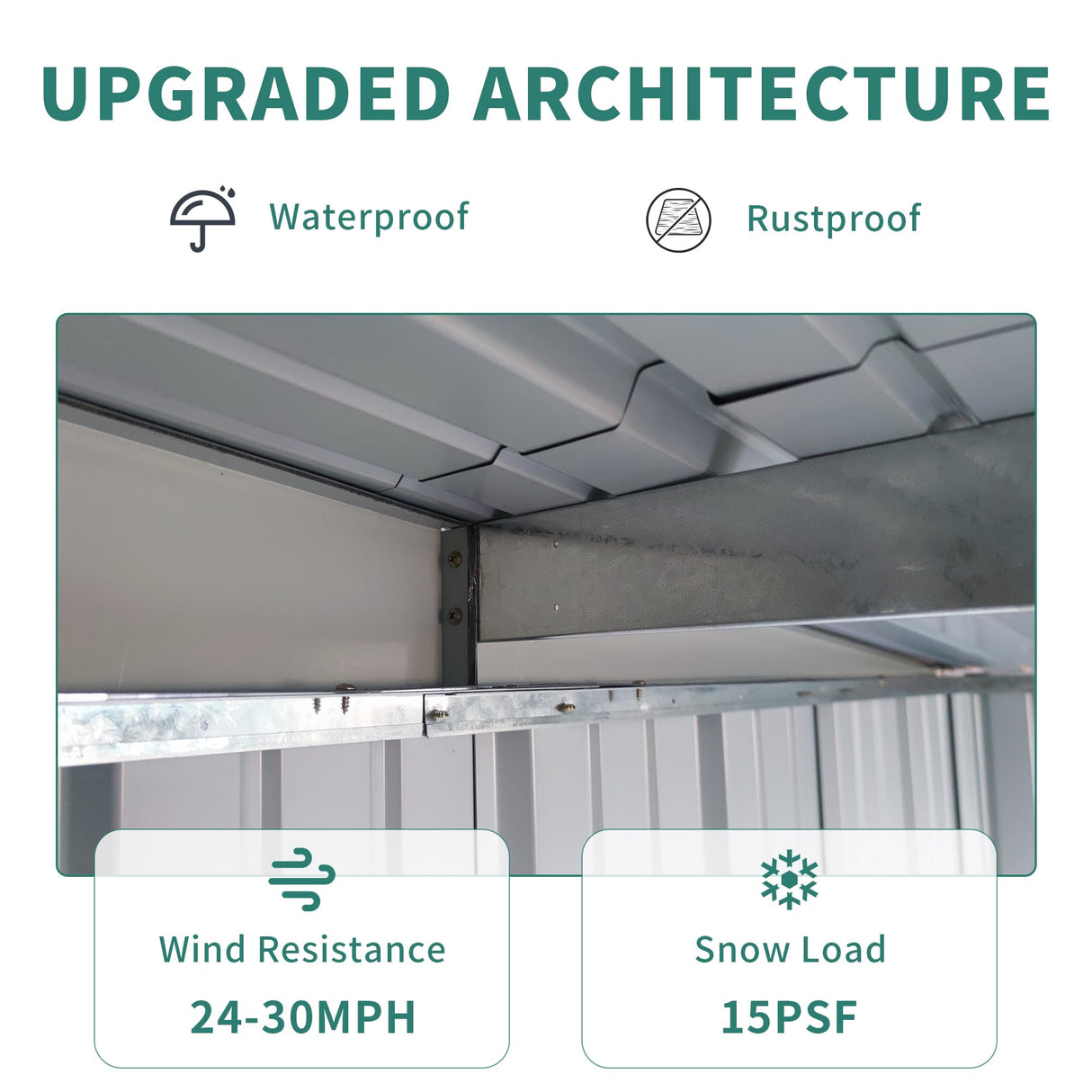 LANTRO JS 6x8FT Metal Outdoor Storage Shed, Garden Tool Shed Without Floor, Lean to Shed with Free PC Light Board and Lockable Doors for Garden Bike Lawnmower LANTRO JS