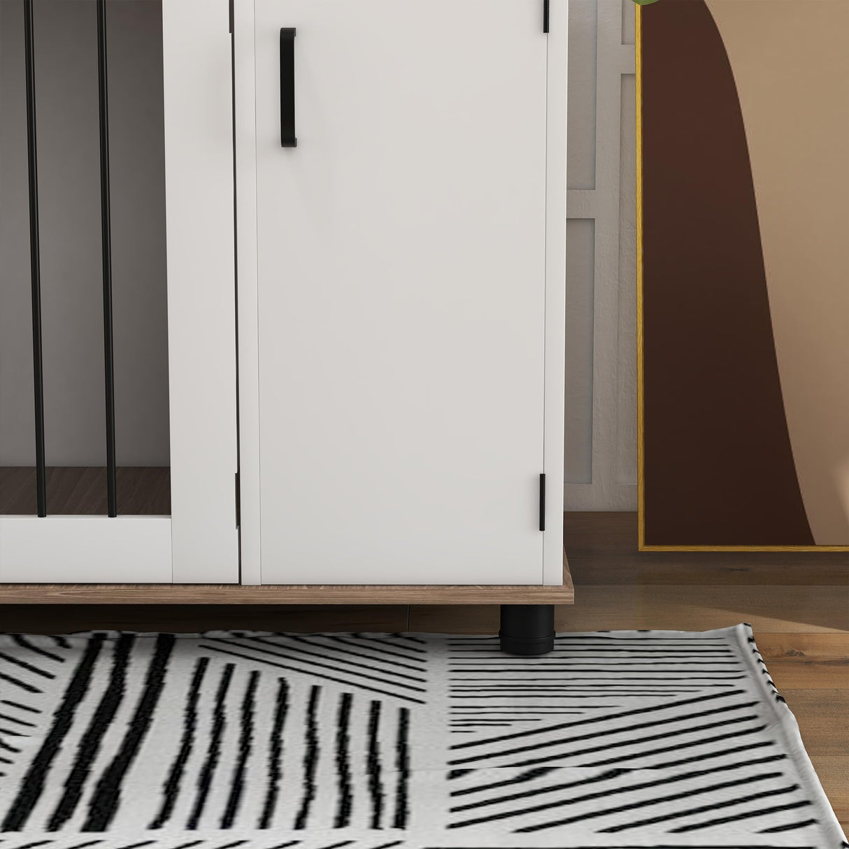 PawHut Dog Crate Furniture Side End Table with Storage, Dog Kennel Furniture Indoor with Double Doors for Medium and Large Dogs, Walnut PawHut