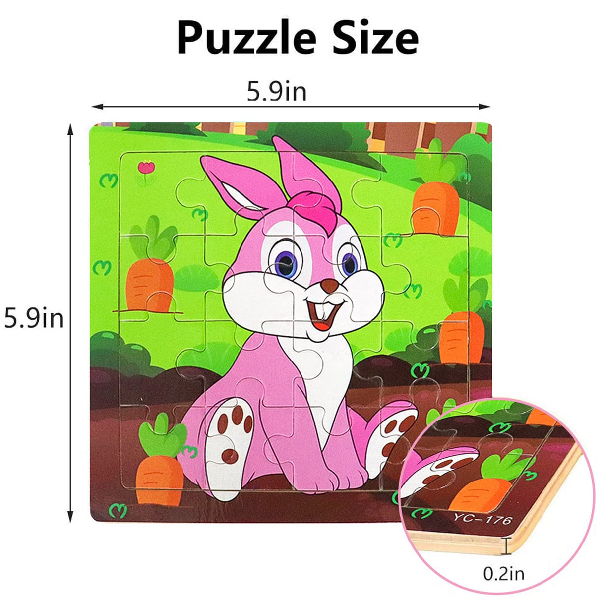 Puzzles for Kids Ages 3-5, 9 Pack Wooden Jigsaw Puzzles for Toddlers Ages 3-5 16 Pieces Preschool Educational Learning Toys Set Animals Puzzles for 3 4 5 Years Old Boys and Girls Runlycan