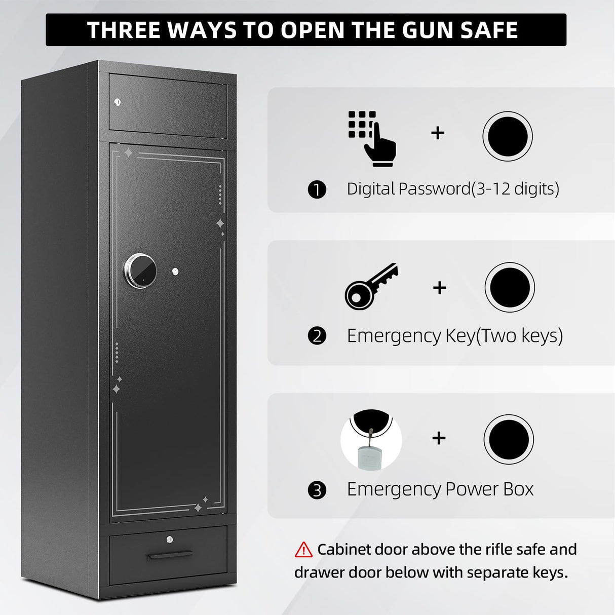 KAER 15-17 Gun Safe,Gun Safes for Home Rifle and Pistols,Large Capacity Gun Safe Rifle,Multi-Function Gun Cabinet,Sturdy Anti-Theft Gun Safe with Handgun Racks, Magnetic Lamp(Unassembled) KAER