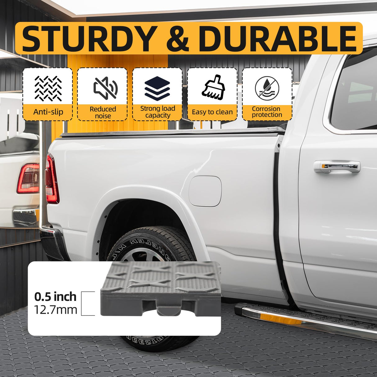 Garage Floor Tiles, 48 Pack 12" x 12" Interlocking Flooring Tile, Non-Slip Diamond Plate Floor Covering for Garages, Warehouse, Basements, Gyms Grey laapee