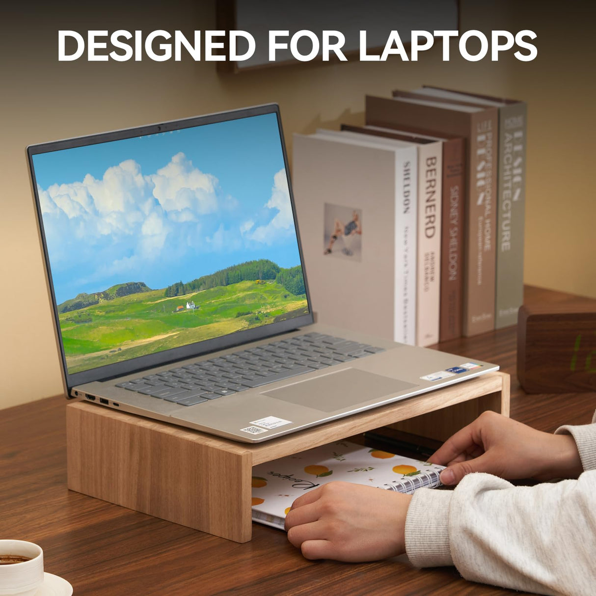 KIRIGEN Monitor Stand Wooden -Desk Stand Wood for Computer/Laptop/TV Printer - Monitor Arms & Stands Desk Riser for Office Organizers - Desktop Workspace Platforms Stands (39,Natural) KIRIGEN