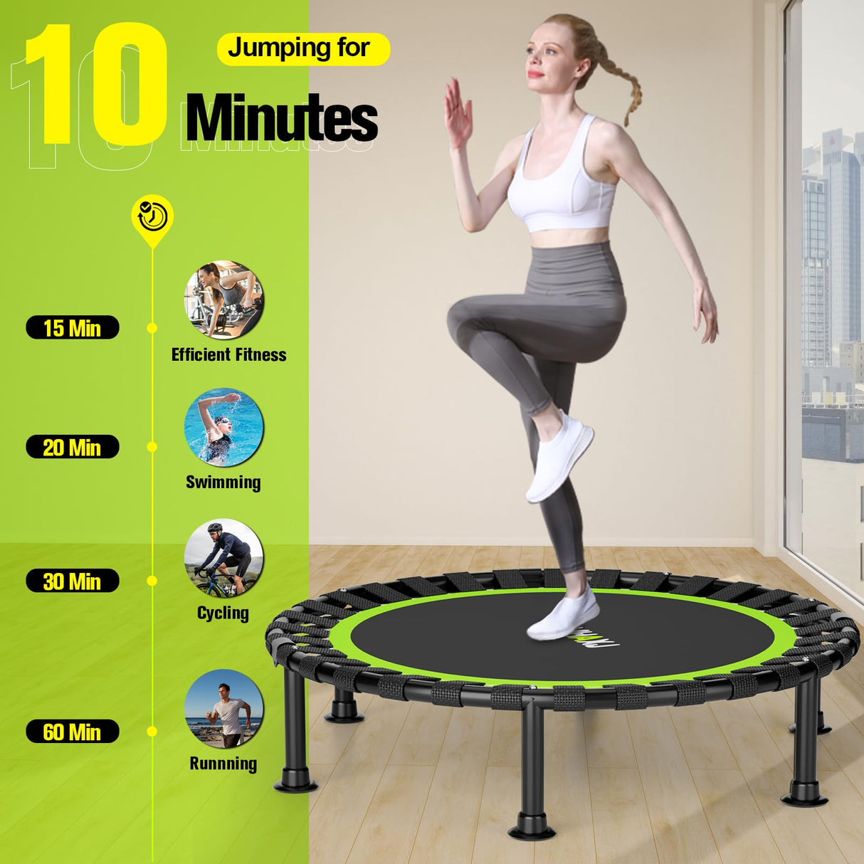 ZCMHAXJ Foldable Mini Trampoline, 40"/48" Rebounder Trampoline for Adults & Kids, 440lbs Capacity Indoor Fitness Workout Exercise Equipment ZCMHAXJ