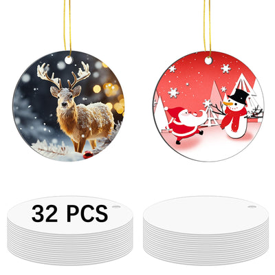 32 pcs Metal Sublimation Ornament Blanks,Christmas Ornaments Sublimation Christmas Ornament Blanks for Christmas Tree Decor Blank Ornaments,DIY Handmade Crafts Double Sided Sublimation Ornaments