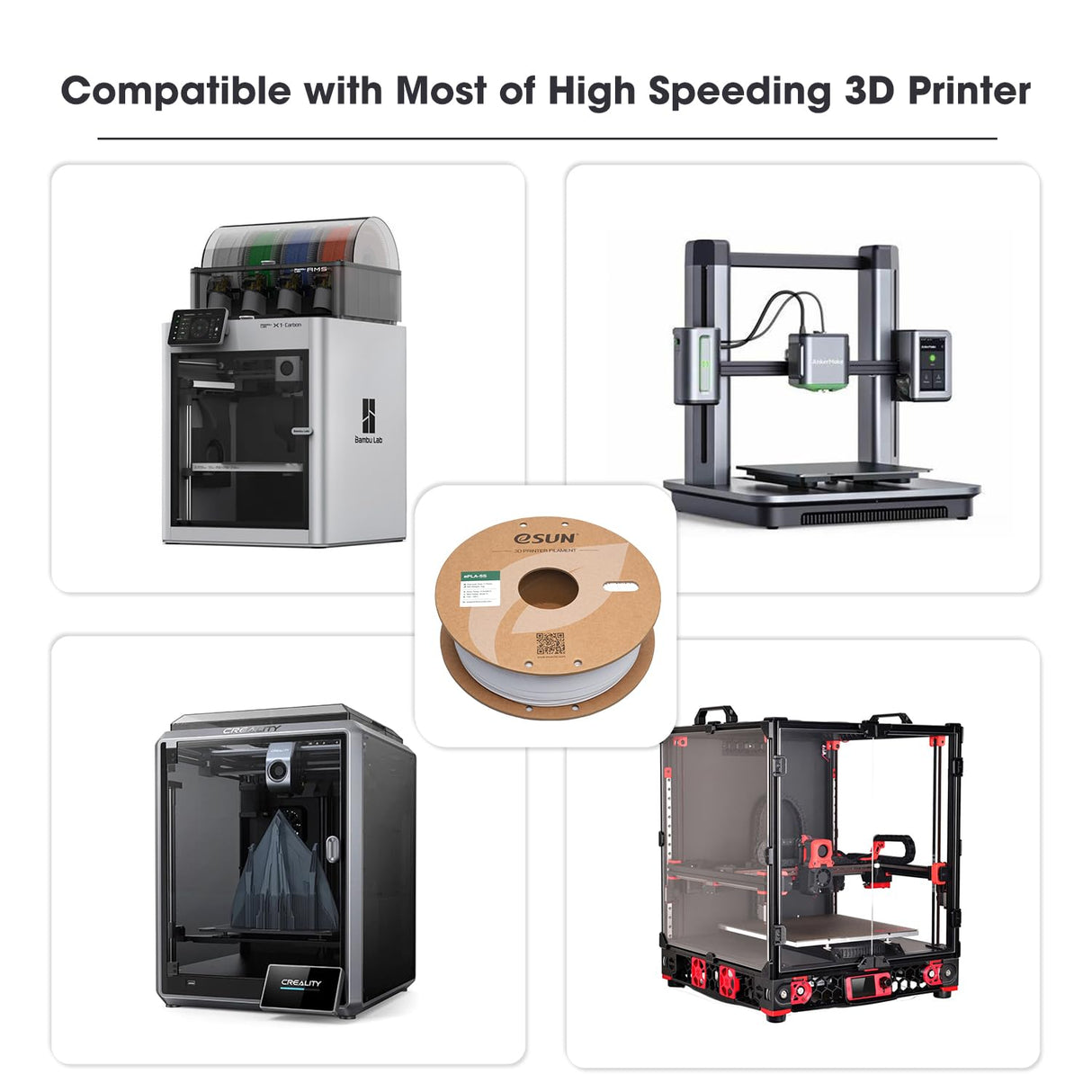 eSUN PLA Basic Filament 1.75mm, 3D Printer Filament High Speed PLA for Fast Printing, 1KG Spool (2.2 LBS) 3D Printing Filament for High Speed 3D Printers, Fire Engine Red eSUN